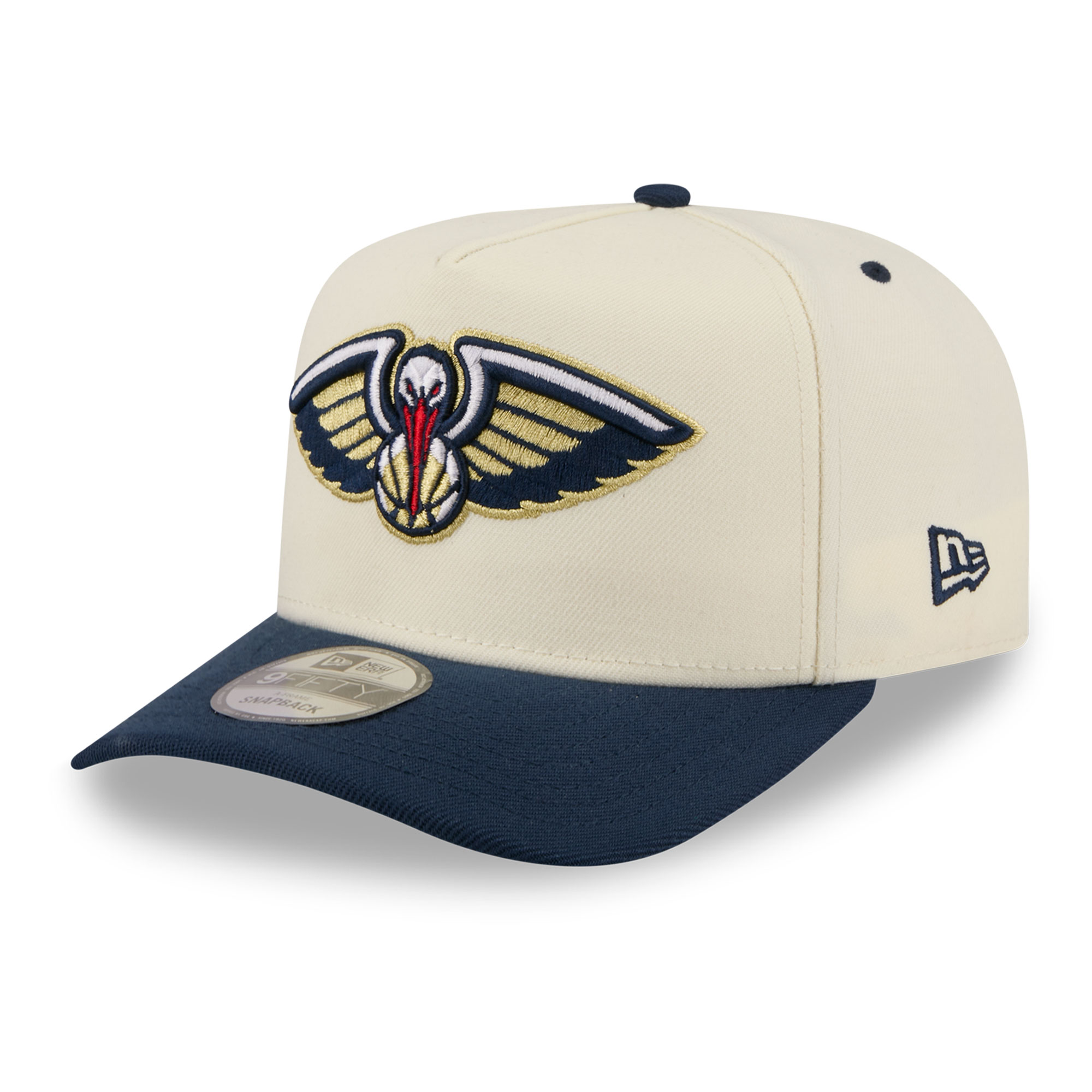Men's New Era Cream/Navy New Orleans Pelicans City A-Frame 9FIFTY Snapback Hat