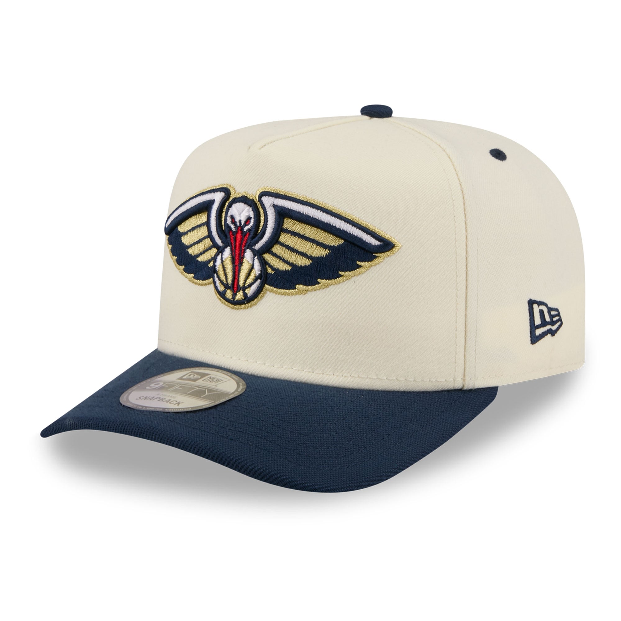 Men's New Era Cream/Navy New Orleans Pelicans City A-Frame 9FIFTY Snapback Hat