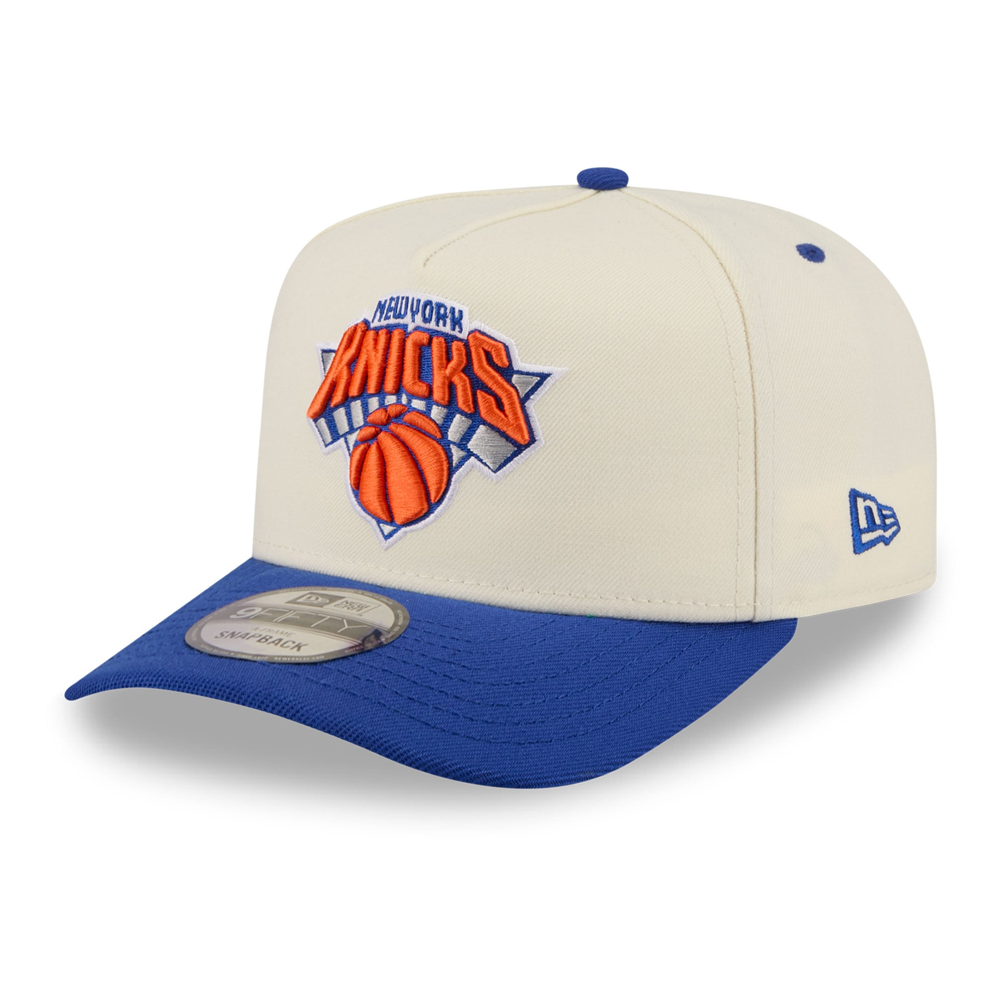 Men's New Era Cream/Blue New York Knicks City A-Frame 9FIFTY Snapback Hat