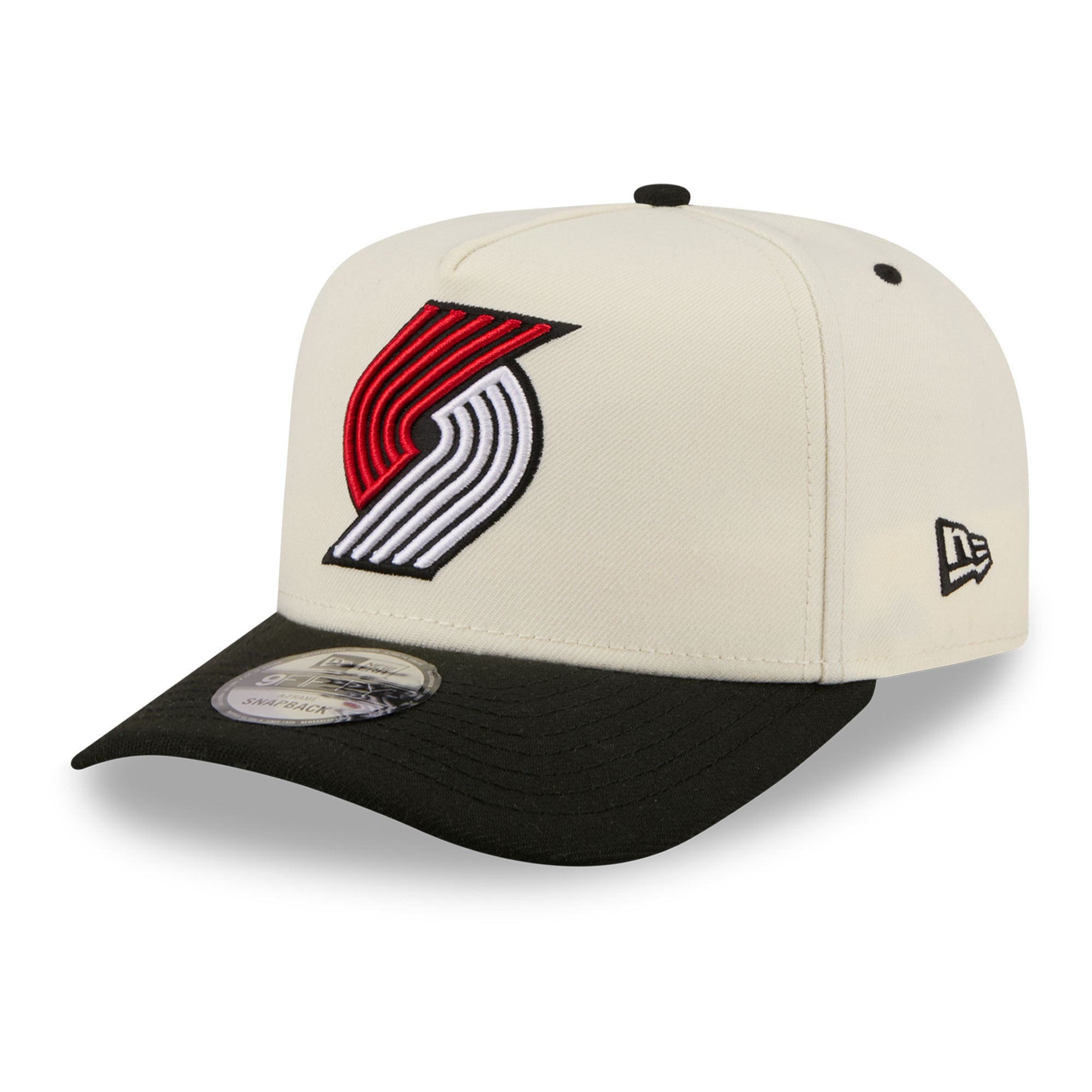 Men's New Era Cream/Black Portland Trail Blazers City A-Frame 9FIFTY Snapback Hat