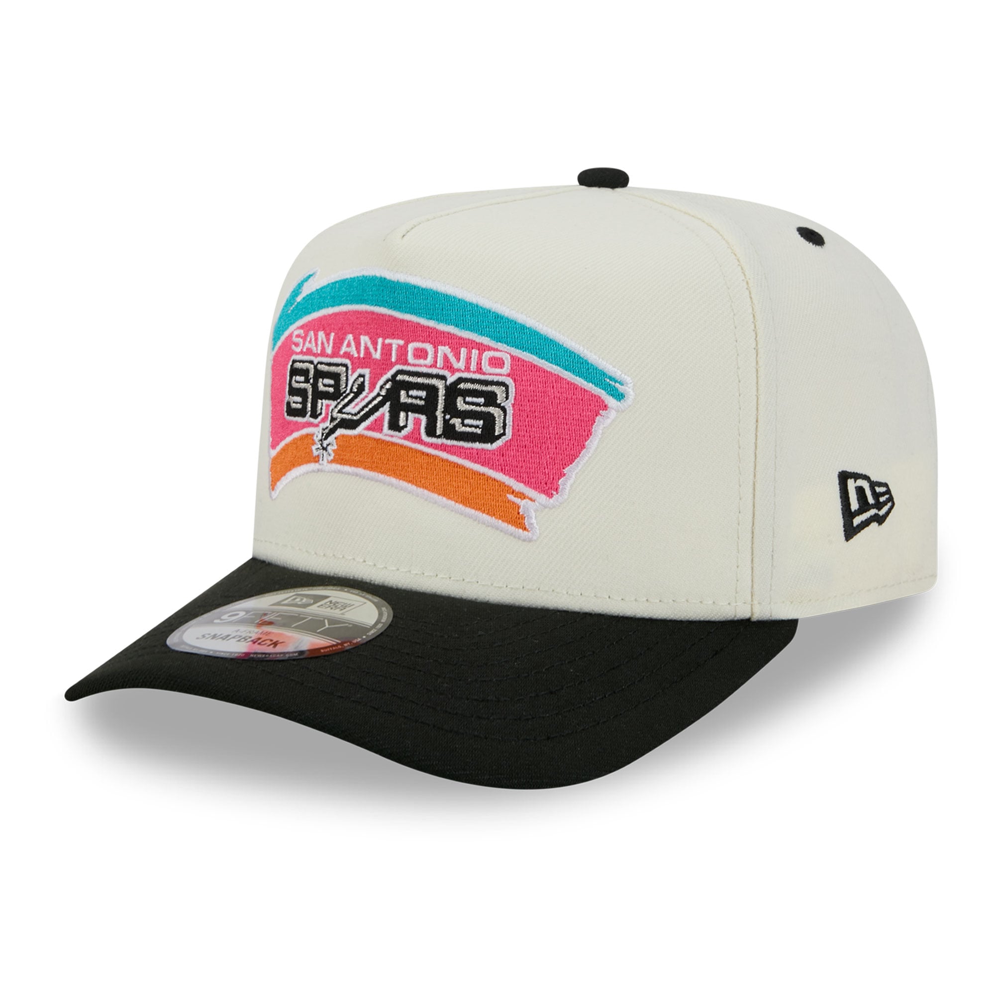 Men's New Era Cream/Black San Antonio Spurs City A-Frame 9FIFTY Snapback Hat