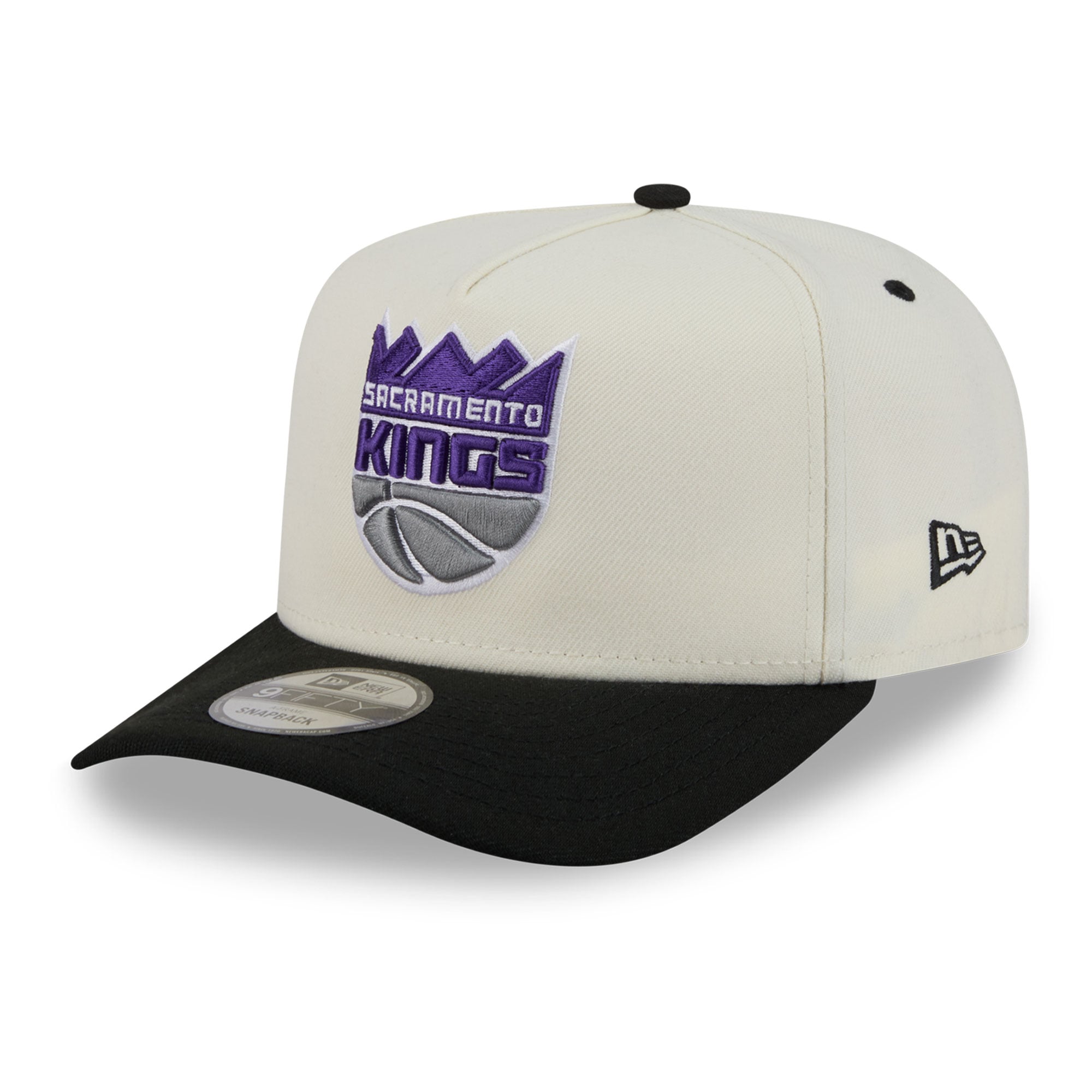 Men's New Era Cream/Black Sacramento Kings City A-Frame 9FIFTY Snapback Hat