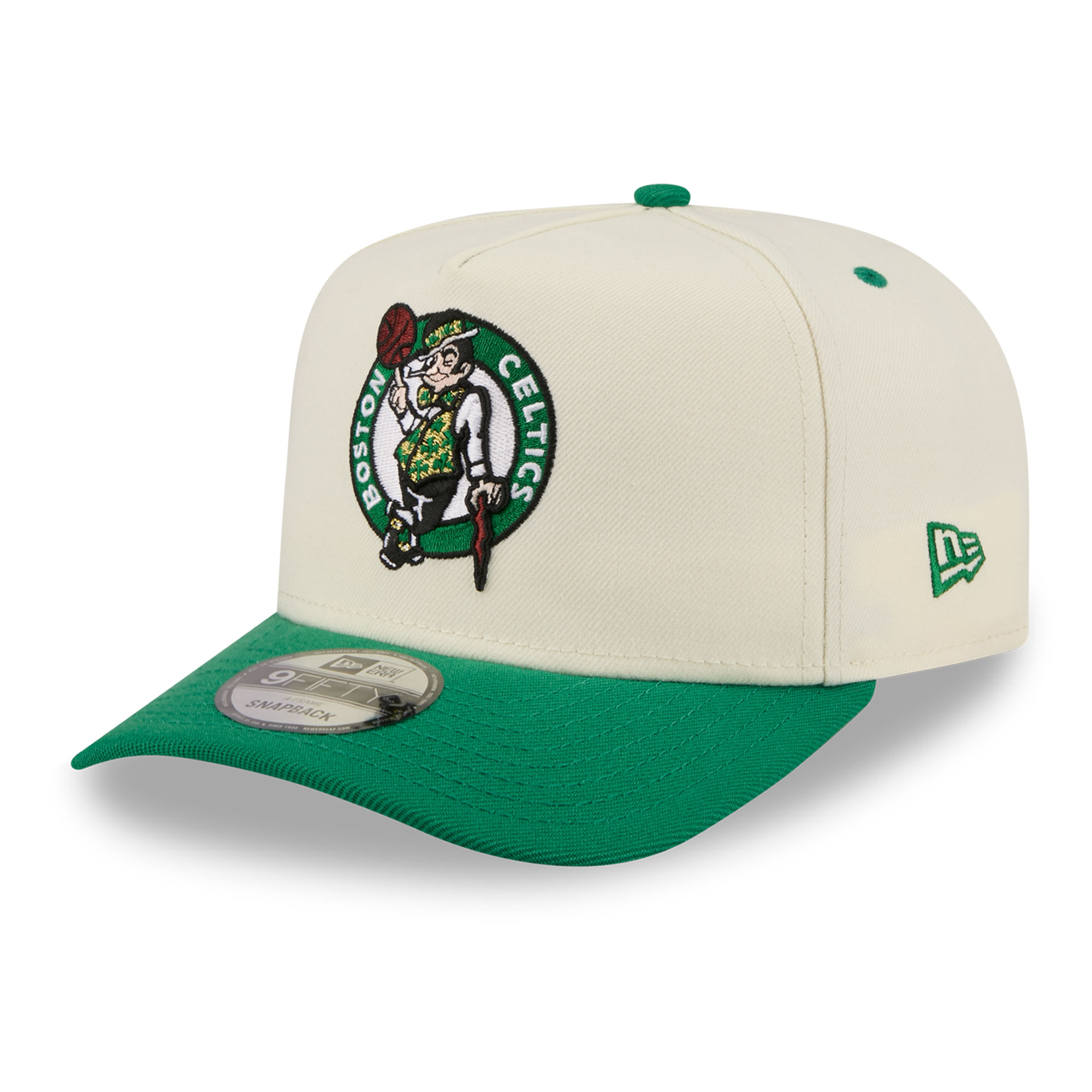 Men's New Era Cream/Kelly Green Boston Celtics City A-Frame 9FIFTY Snapback Hat
