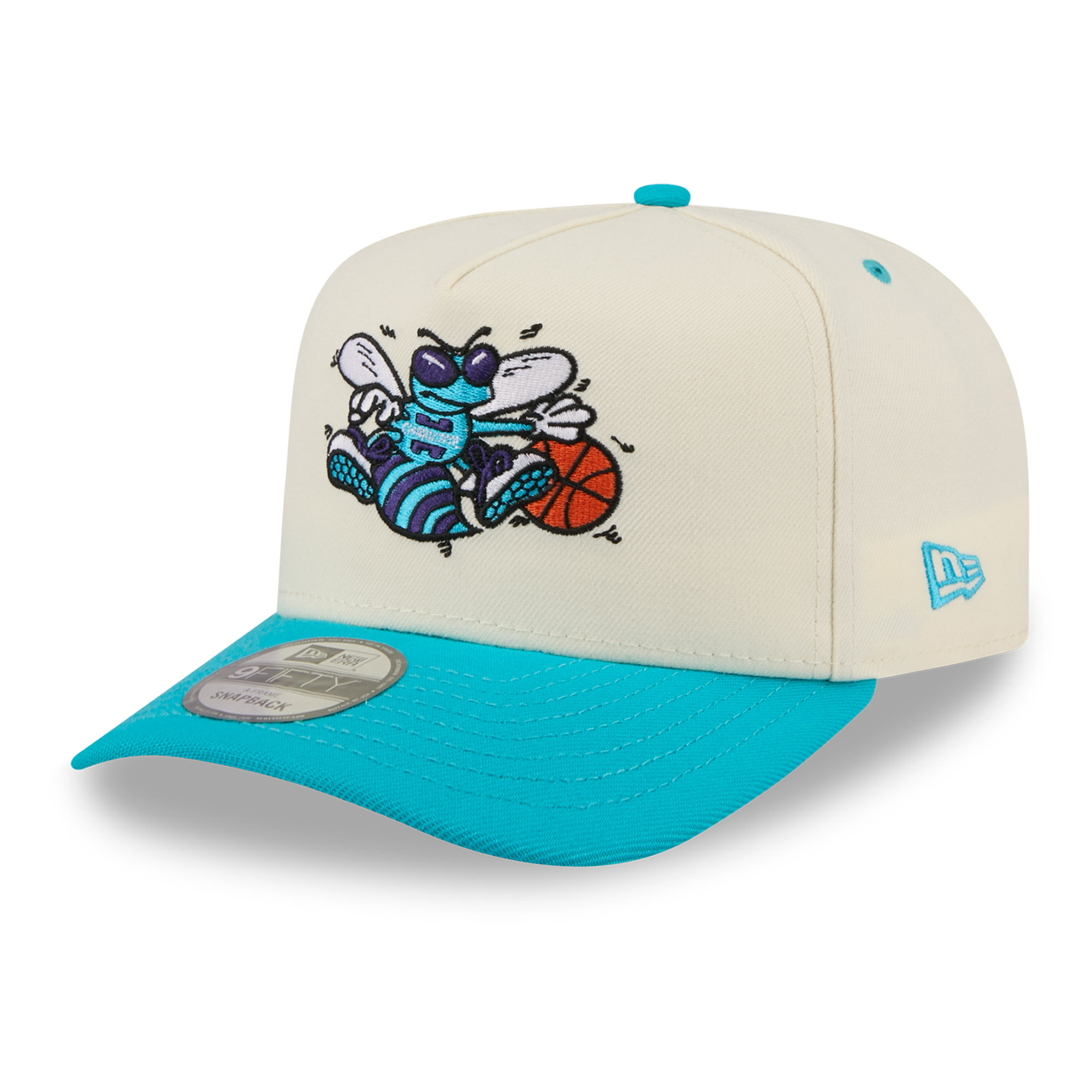 Men's New Era Cream/Teal Charlotte Hornets City A-Frame 9FIFTY Snapback Hat