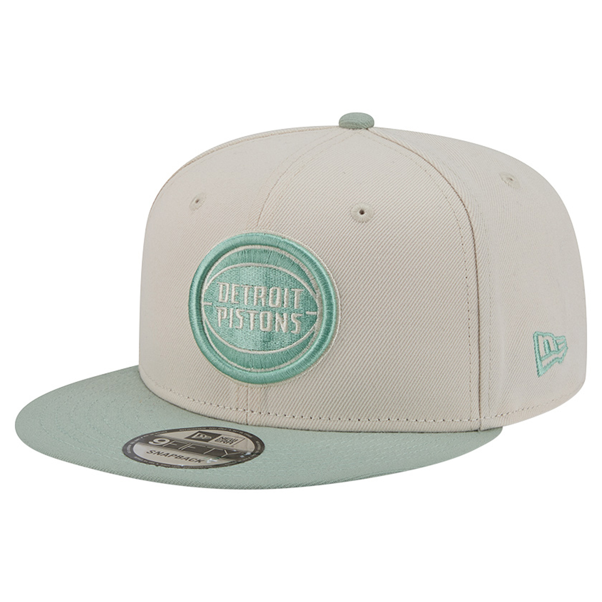 Men's New Era  Cream/Light Green Detroit Pistons Color Pack 9FIFTY Snapback Hat