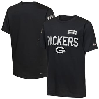 Youth Nike  Black Green Bay Packers 2026 Salute to Service Sideline Dri-FIT T-Shirt