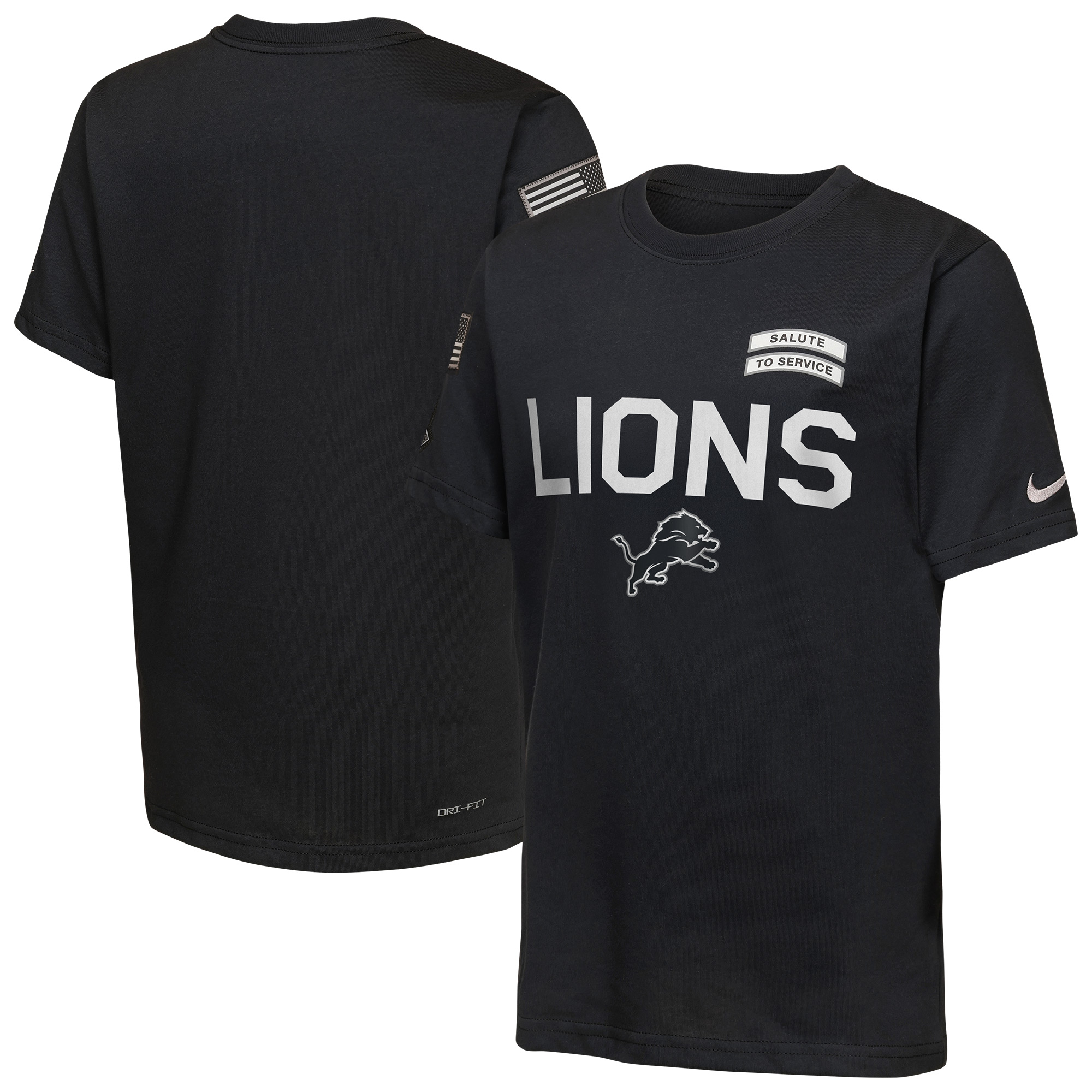 Youth Nike  Black Detroit Lions 2026 Salute to Service Sideline Dri-FIT T-Shirt