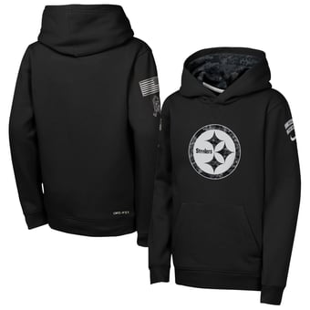 Youth Nike  Black Pittsburgh Steelers 2026 Salute to Service Club Fleece Pullover Hoodie
