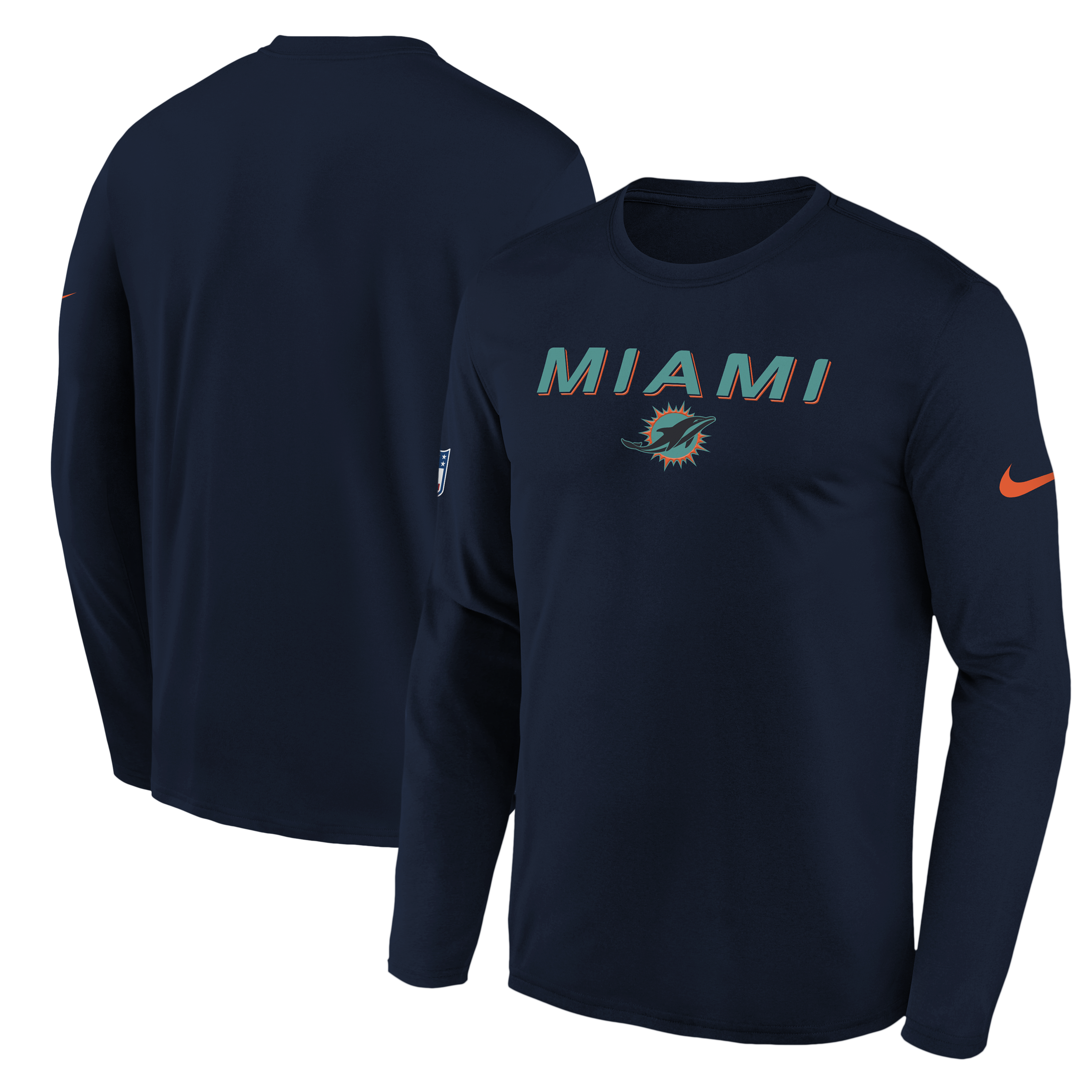 Youth Nike  Navy Miami Dolphins Rivalries Collection Sideline Legend Long Sleeve T-Shirt