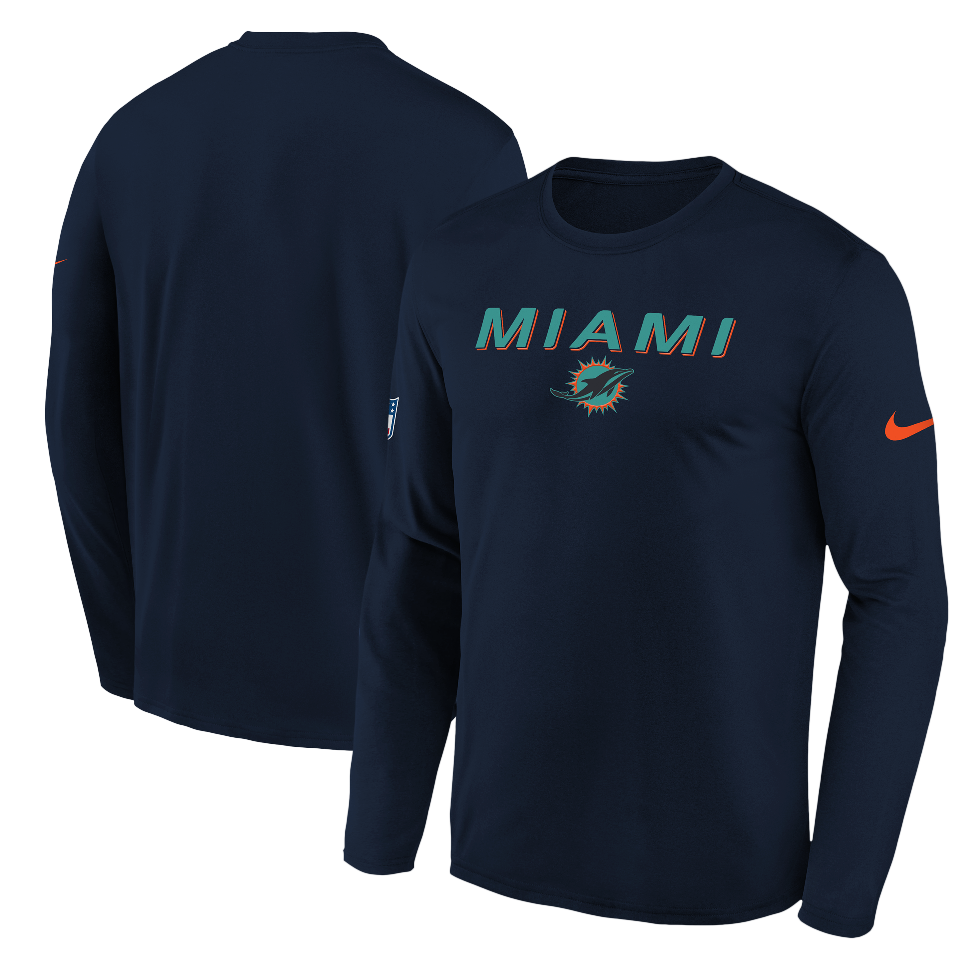 Youth Nike Navy Miami Dolphins Rivalries Collection Sideline Legend Long Sleeve T-Shirt