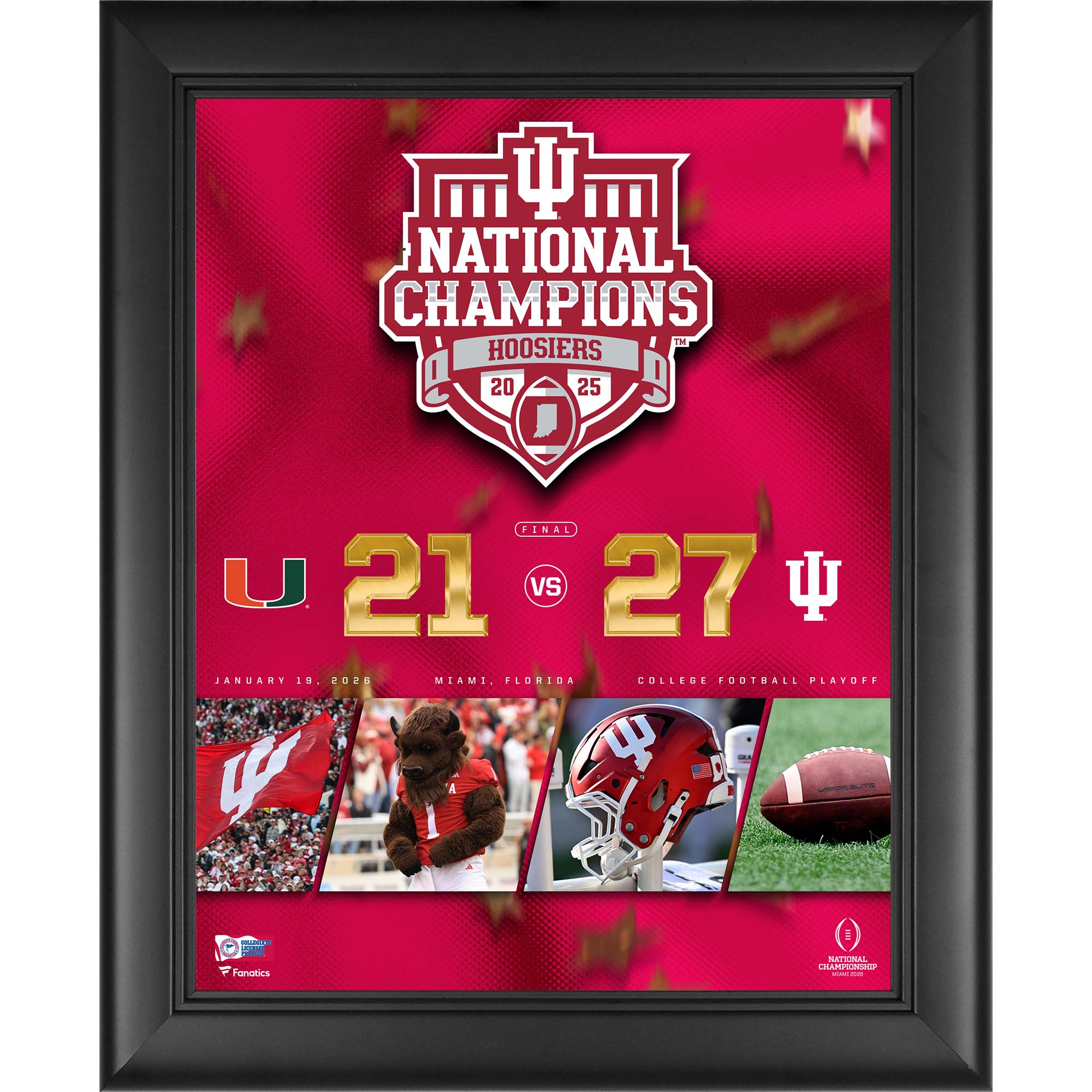 Indiana Hoosiers College Football Playoff 2025 National Champions Framed 13" x 16" Collage