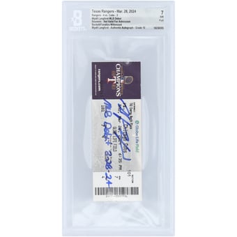 Wyatt Langford Texas Rangers Autographed MLB Debut Beckett Fanatics Witnessed Authenticated /10 Ticket from March 28