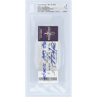 Wyatt Langford Texas Rangers Autographed MLB Debut Beckett Fanatics Witnessed Authenticated 10/10 Ticket from March 28