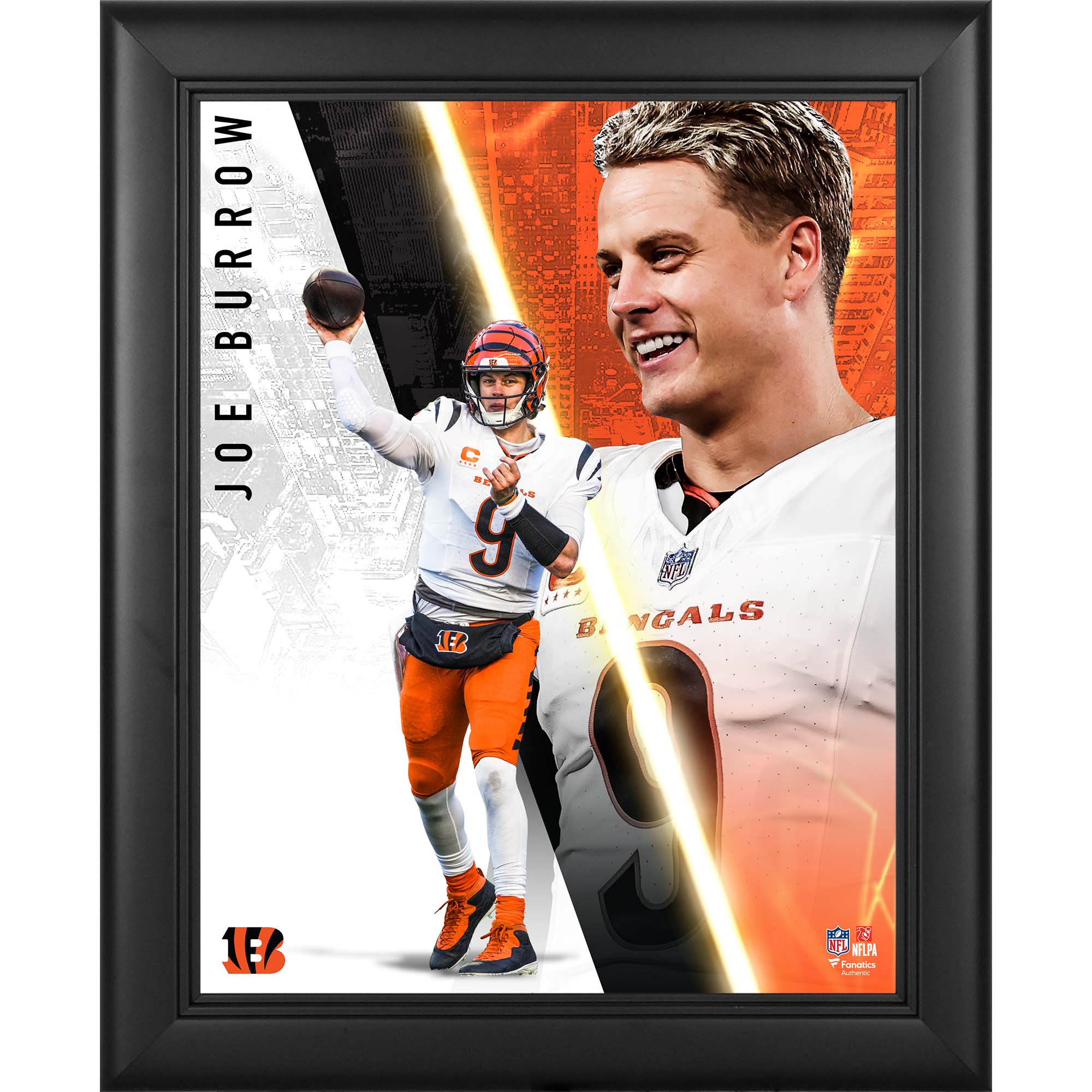 Joe Burrow Cincinnati Bengals Framed 13" x 16" Radiance Collage