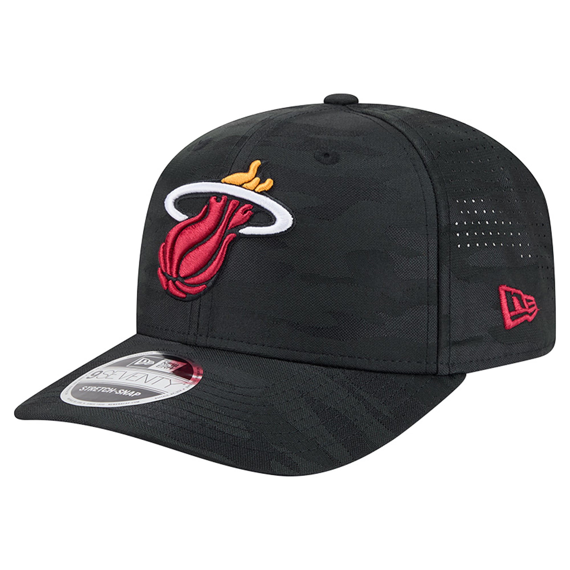 Men's New Era Black Miami Heat Camo 9SEVENTY Perforated Adjustable Hat