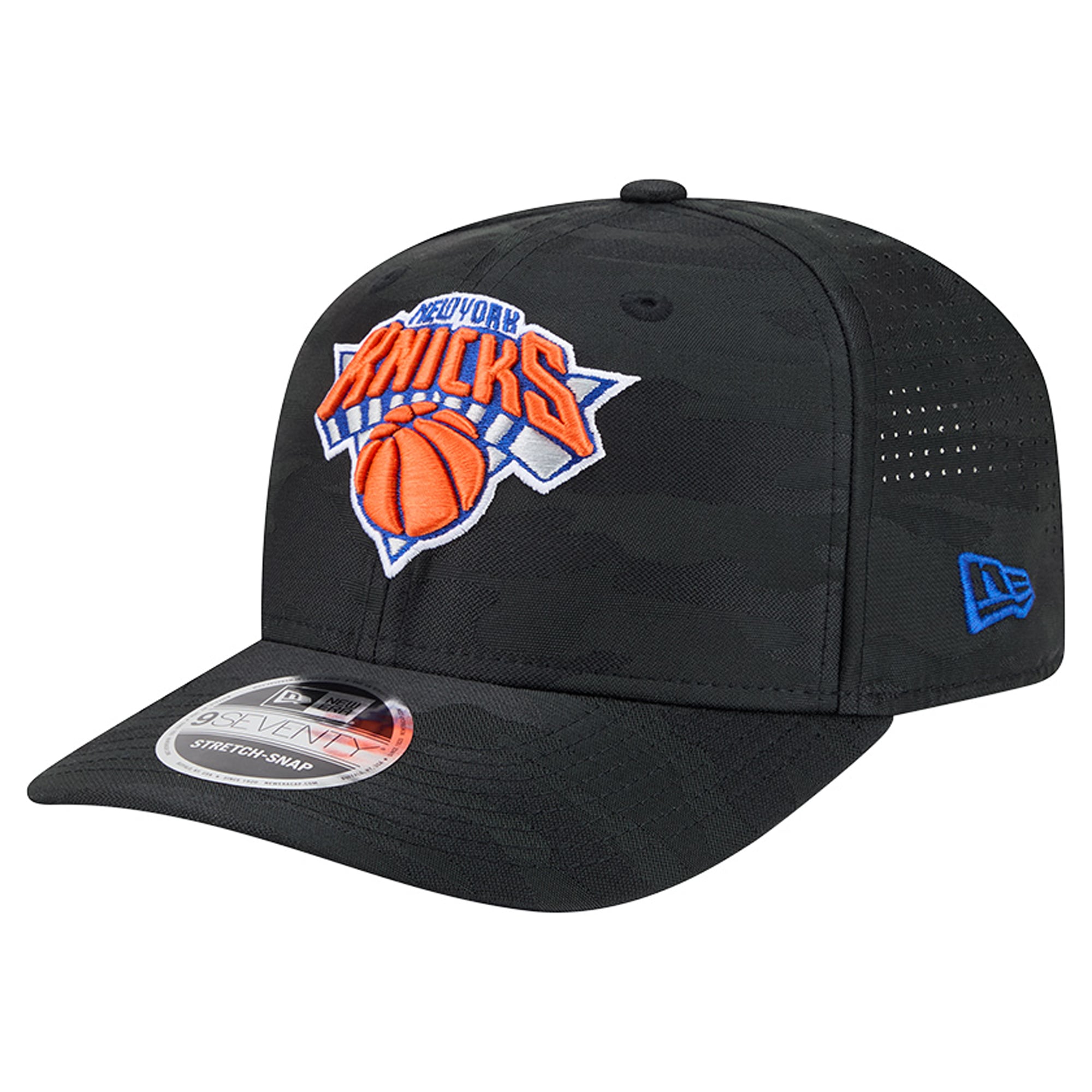 Men's New Era Black New York Knicks Camo 9SEVENTY Perforated Adjustable Hat