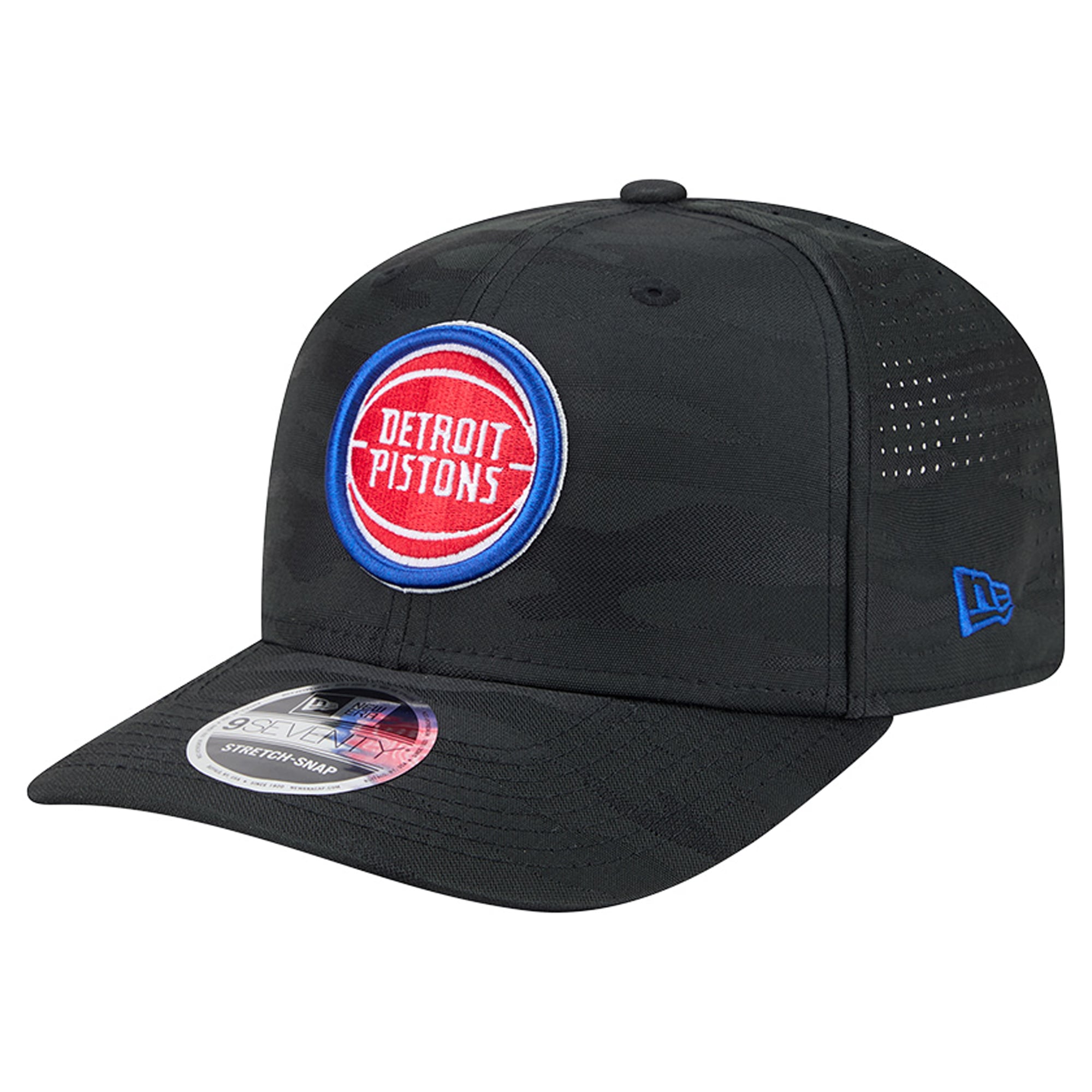 Men's New Era Black Detroit Pistons Camo 9SEVENTY Perforated Adjustable Hat