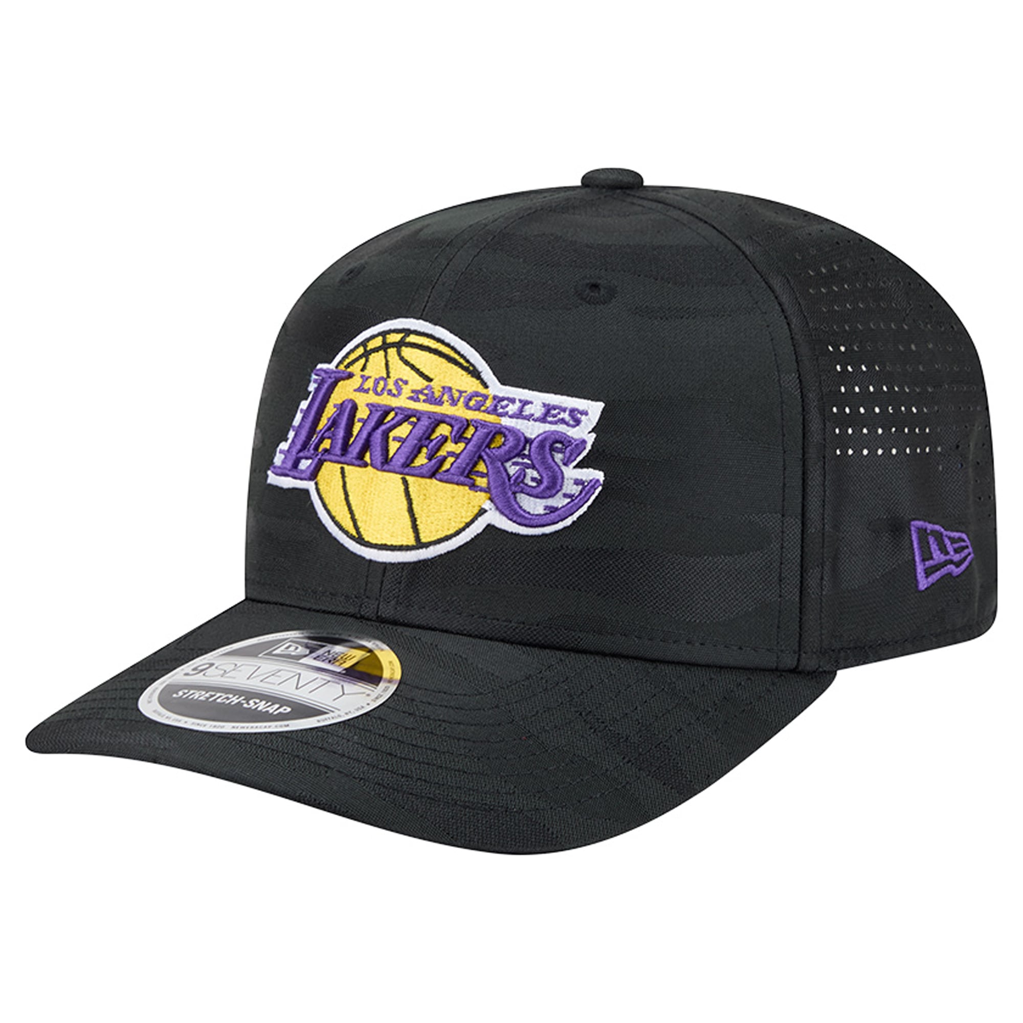 Men's New Era Black Los Angeles Lakers Camo 9SEVENTY Perforated Adjustable Hat