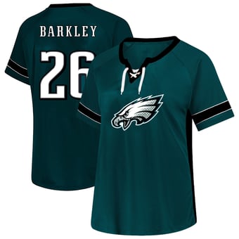 Women's Fanatics Saquon Barkley Midnight Green Philadelphia Eagles Plus Size Lace Bling Name & Number T-Shirt
