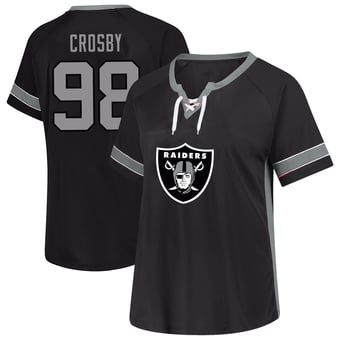 Women's Fanatics Maxx Crosby Black Las Vegas Raiders Plus Size Lace Bling Name & Number T-Shirt