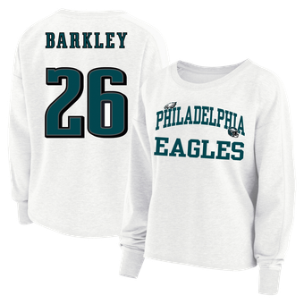 Women's Fanatics Saquon Barkley White Philadelphia Eagles Plus Size Oversized Name & Number Sweatshirt