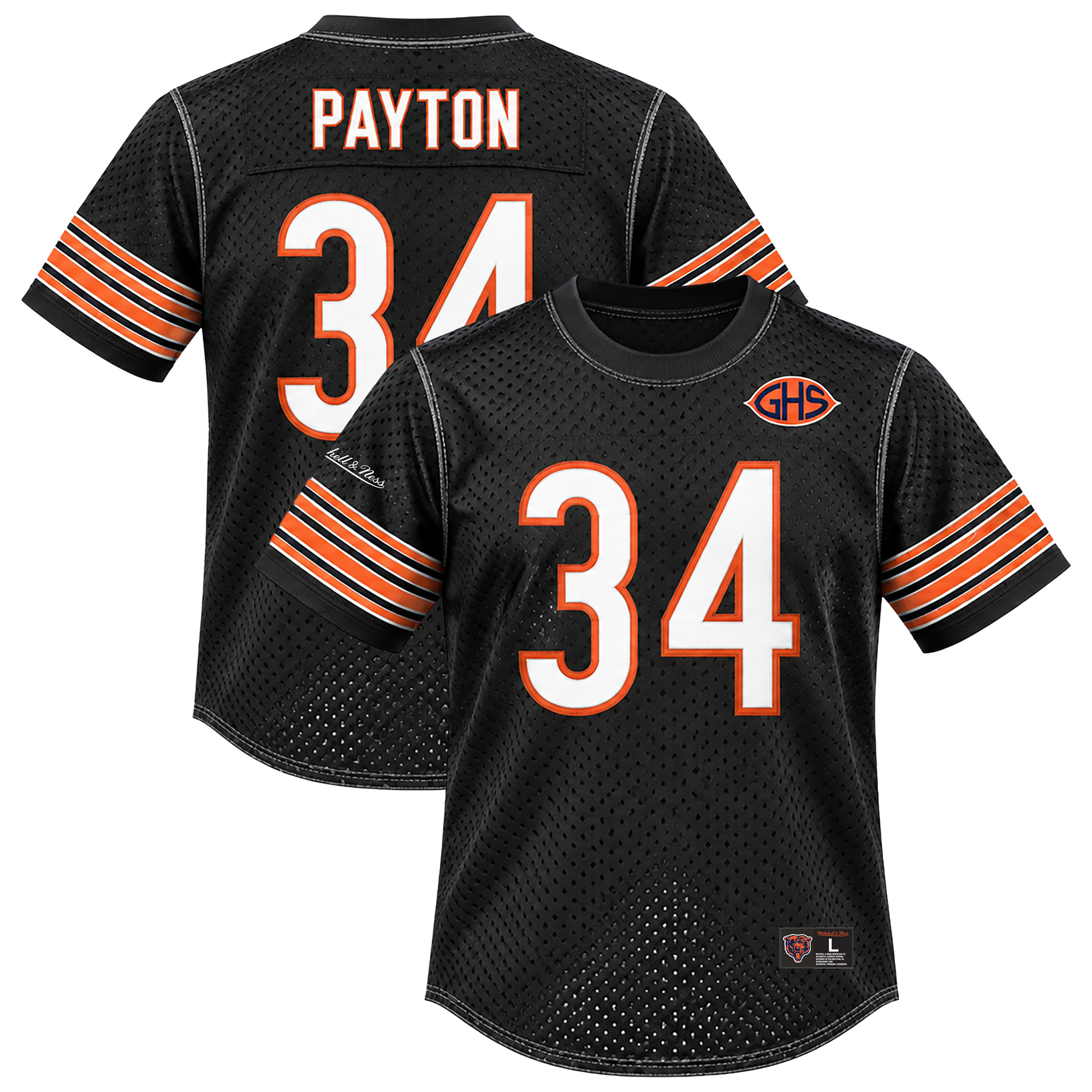 Men's Mitchell & Ness Walter Payton Black Chicago Bears Retired Player Mesh Crewneck Top