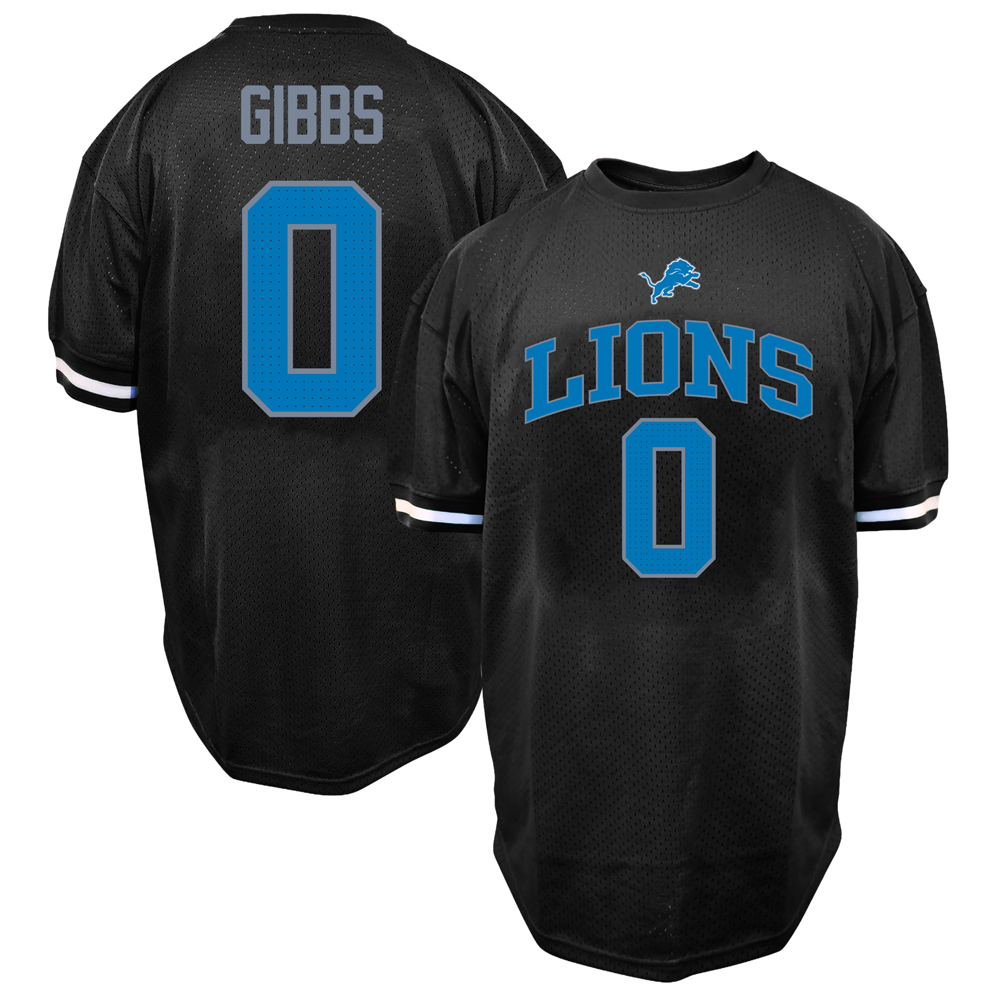 Men's Fanatics Jahmyr Gibbs Black Detroit Lions Big & Tall Mesh Name & Number T-Shirt