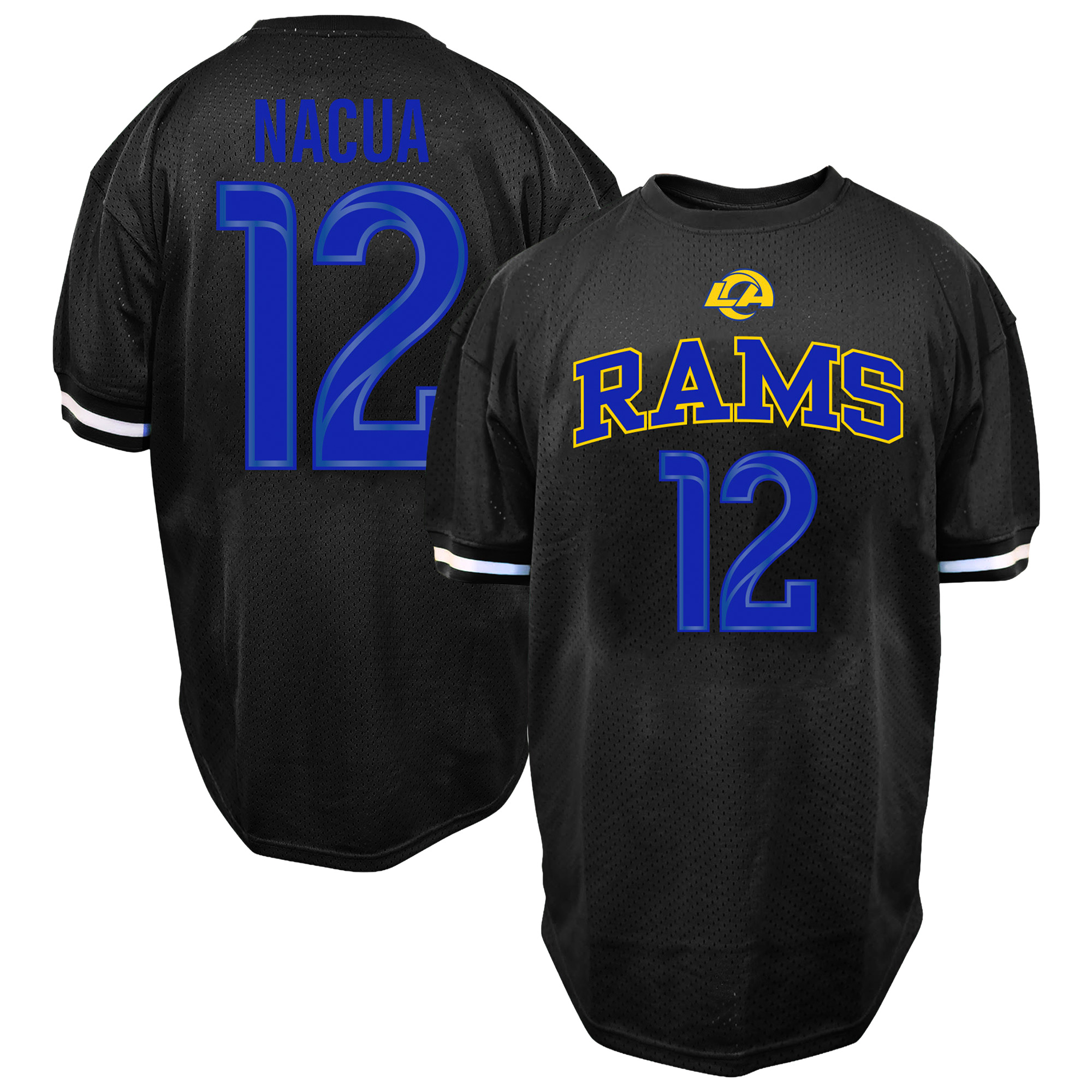 Fanatics Men's Puka Nacua Black Los Angeles Rams Big & Tall Mesh Name & Number T-Shirt - Black
