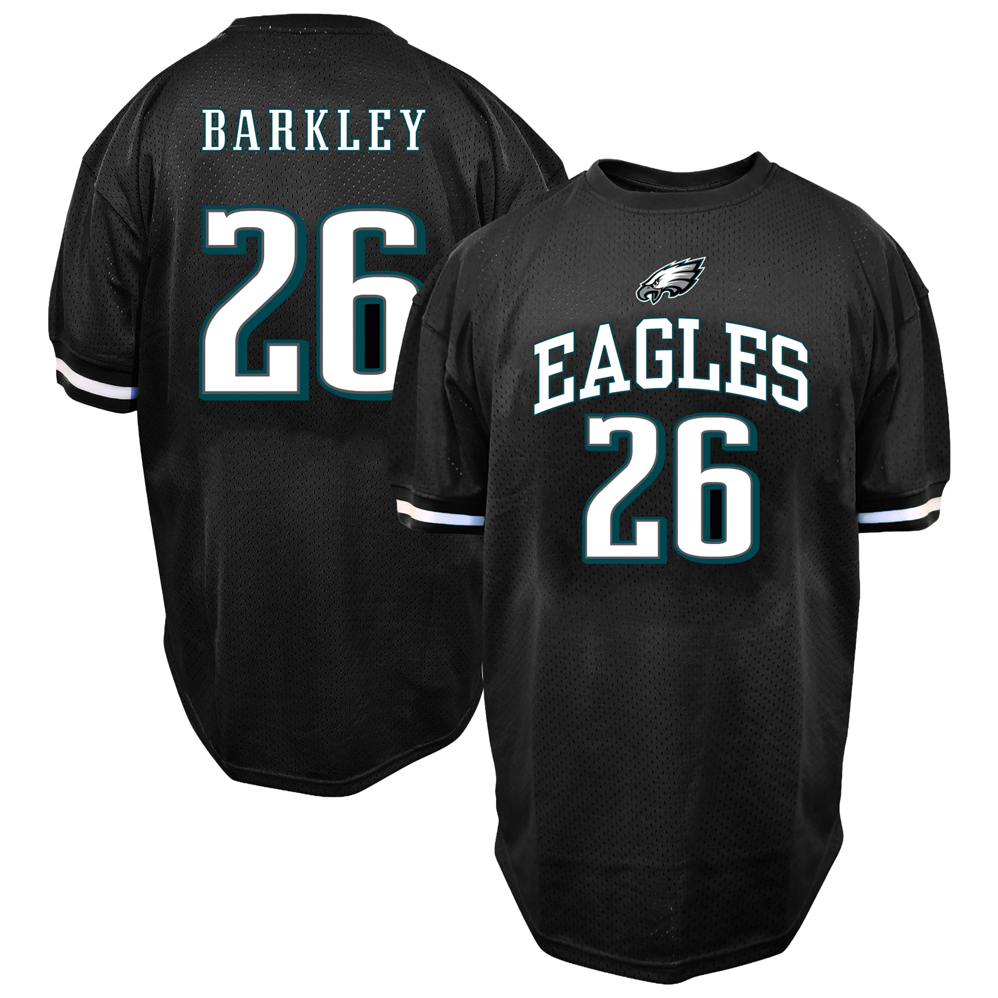 Men's Fanatics Saquon Barkley Black Philadelphia Eagles Big & Tall Mesh Name & Number T-Shirt
