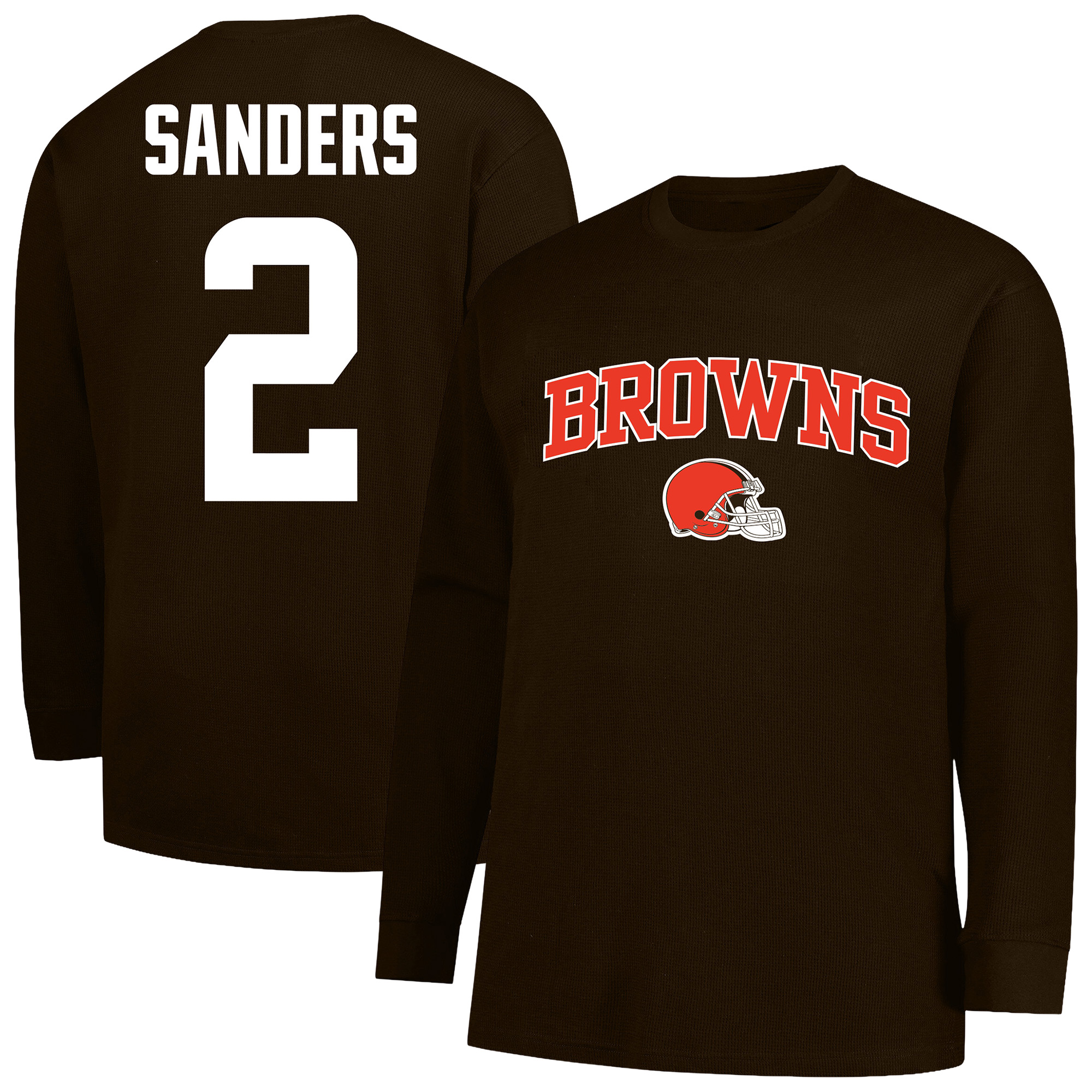 Men's Fanatics Shedeur Sanders Brown Cleveland Browns Big & Tall Thermal Waffle Long Sleeve T-Shirt