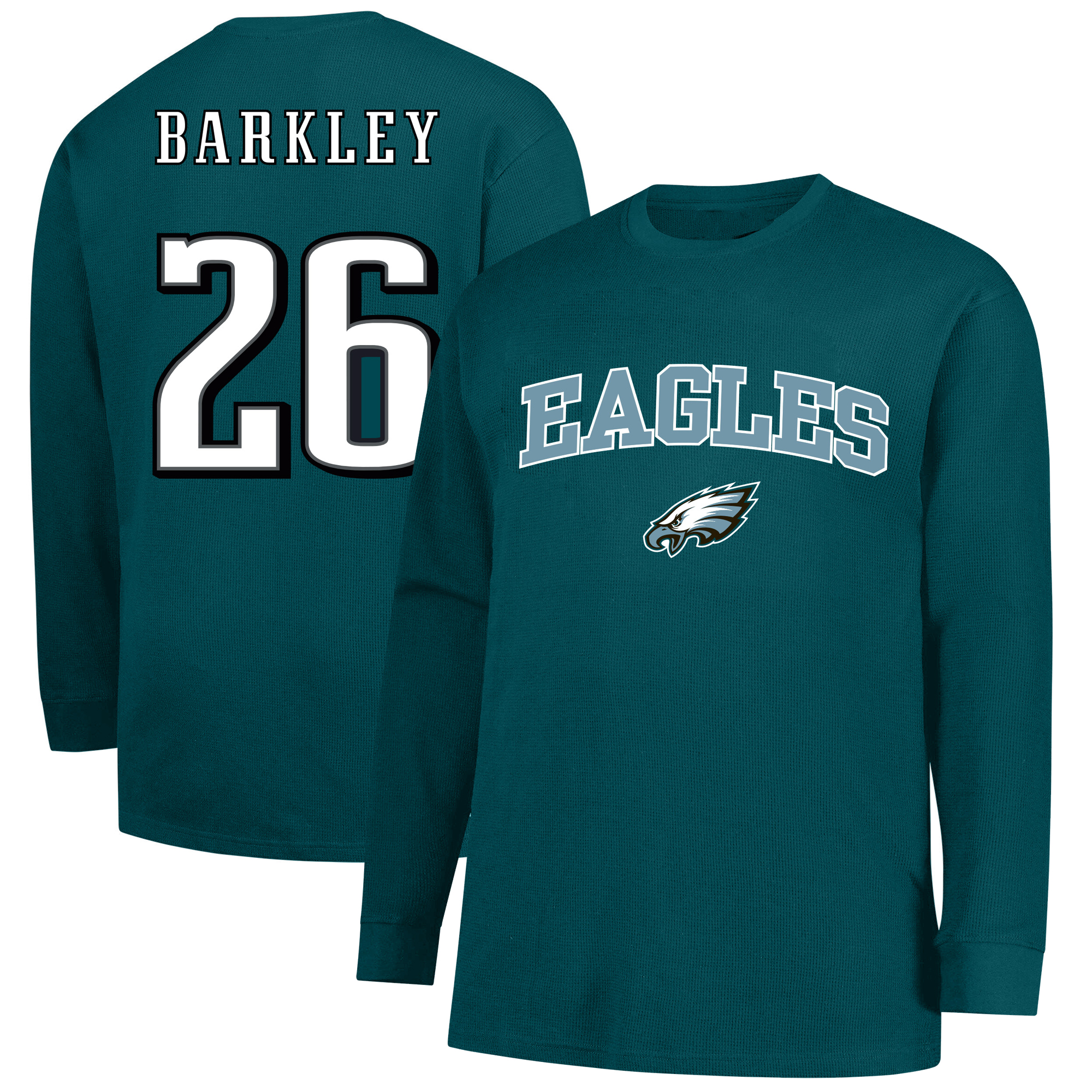 Men's Fanatics Saquon Barkley Midnight Green Philadelphia Eagles Big & Tall Thermal Waffle Long Sleeve T-Shirt