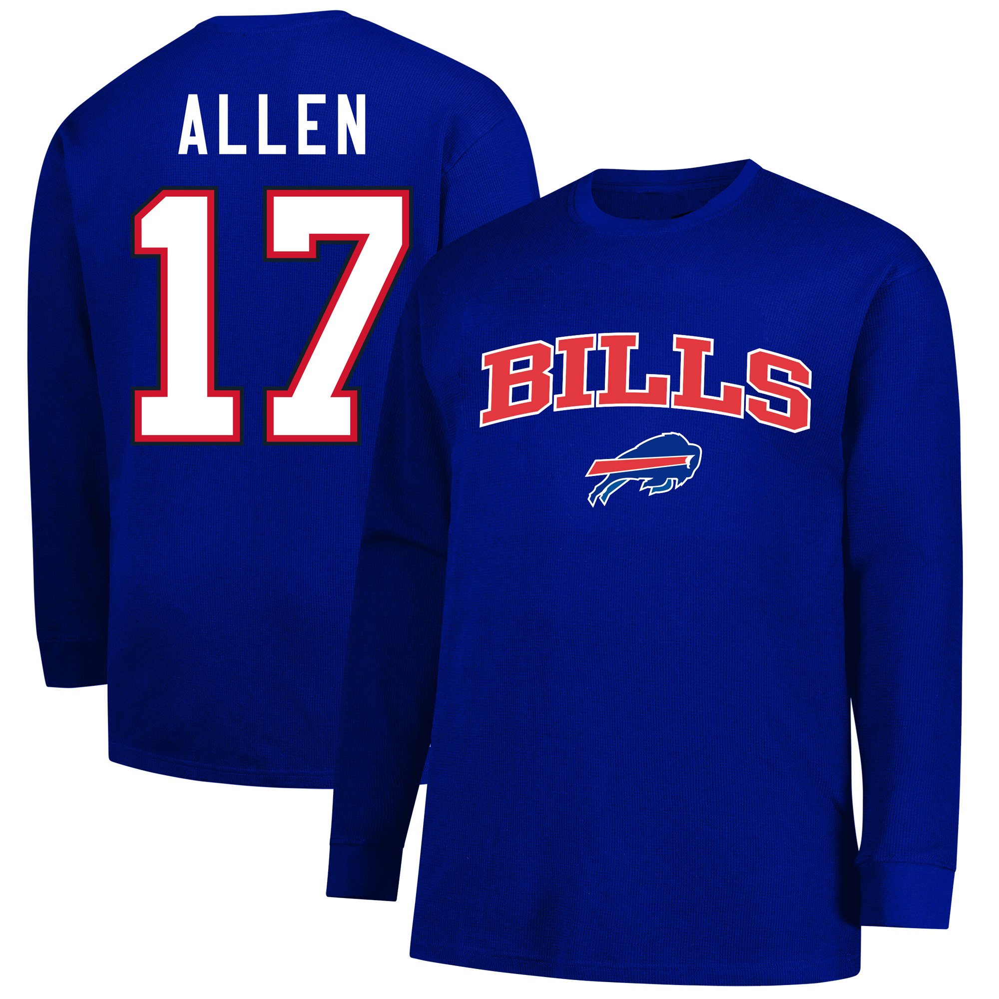 Men's Fanatics Josh Allen Royal Buffalo Bills Big & Tall Thermal Waffle Long Sleeve T-Shirt