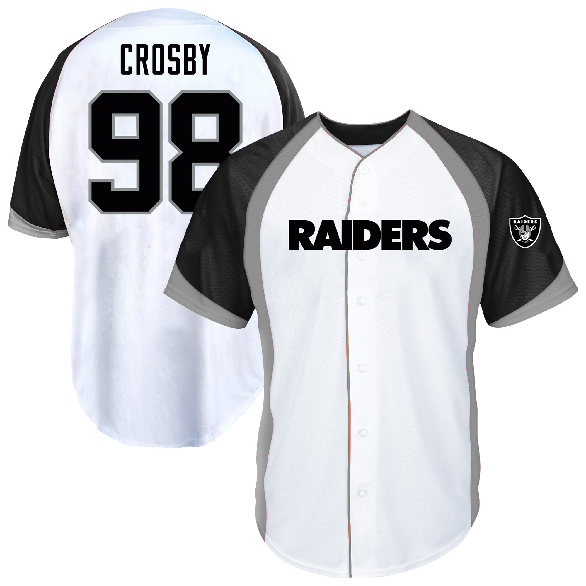 Men's Fanatics Maxx Crosby White Las Vegas Raiders Big & Tall Button-Up Baseball Jersey Top