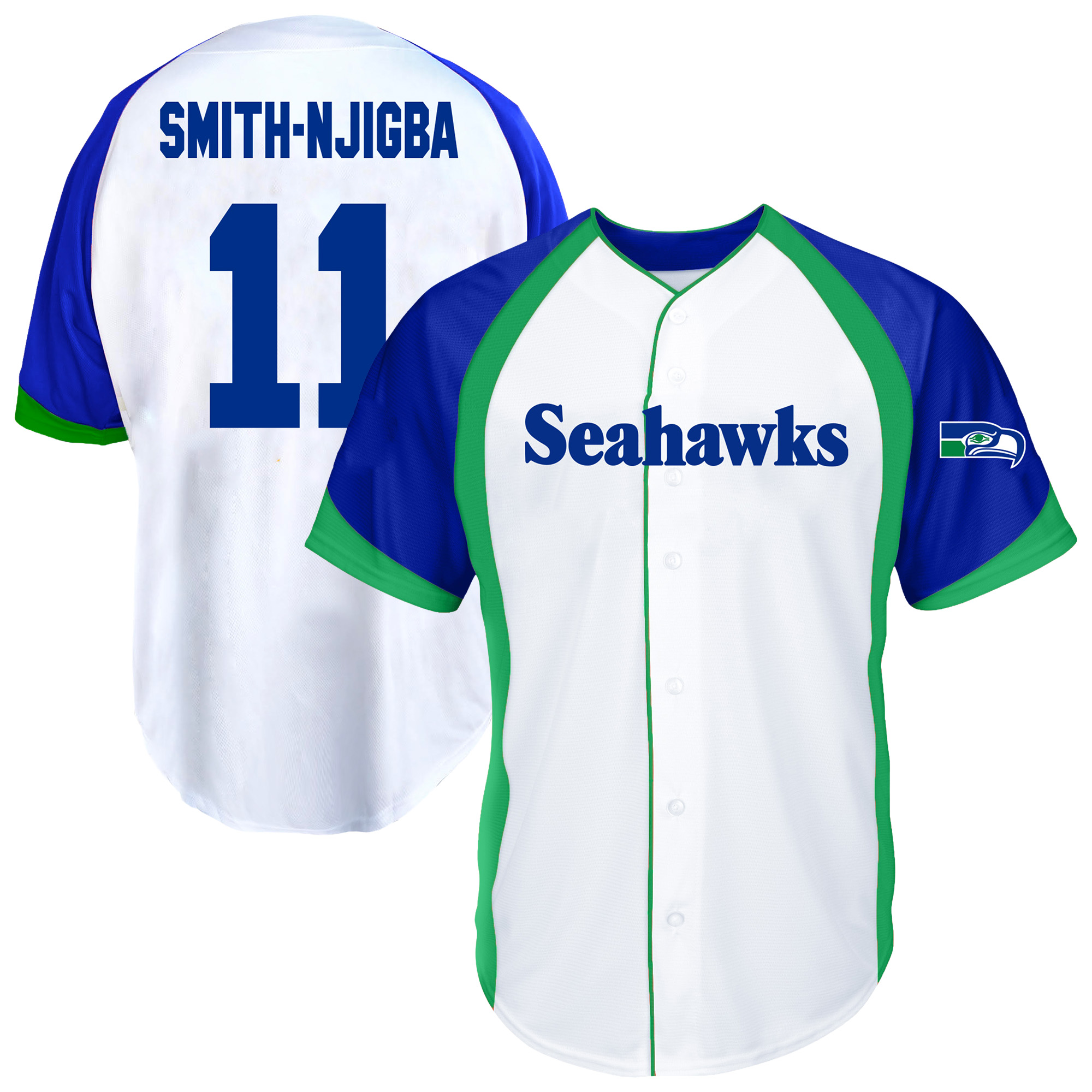 Fanatics Men's Jaxon Smith-Njigba White Seattle Seahawks Big Tall Button-Up Baseball Jersey - White