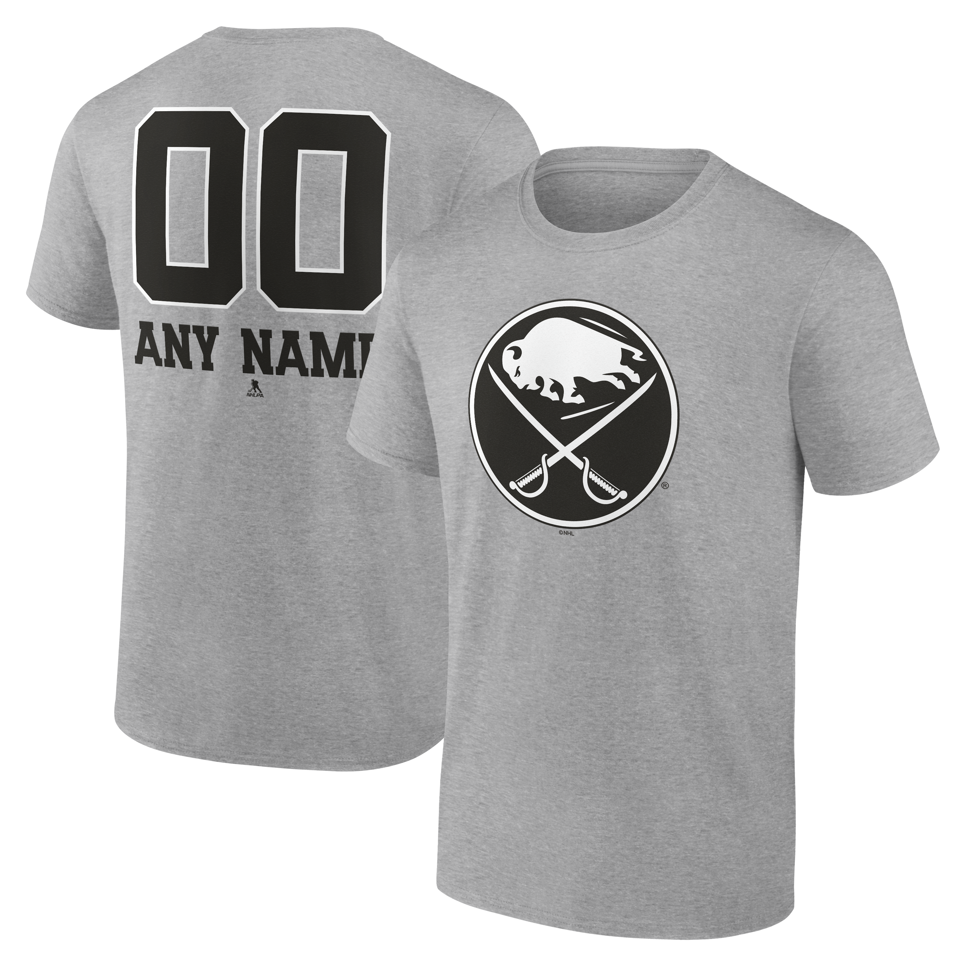 Men’s Gray Buffalo Sabres Big & Tall Personalized Name & Number Monochrome T-Shirt Men’s Gray Buffalo Sabres Big & Tall Personalized Name & Number Monochrome T-Shirt