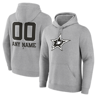 Men's Gray Dallas Stars Big & Tall Personalized Name & Number Monochrome Pullover Hoodie