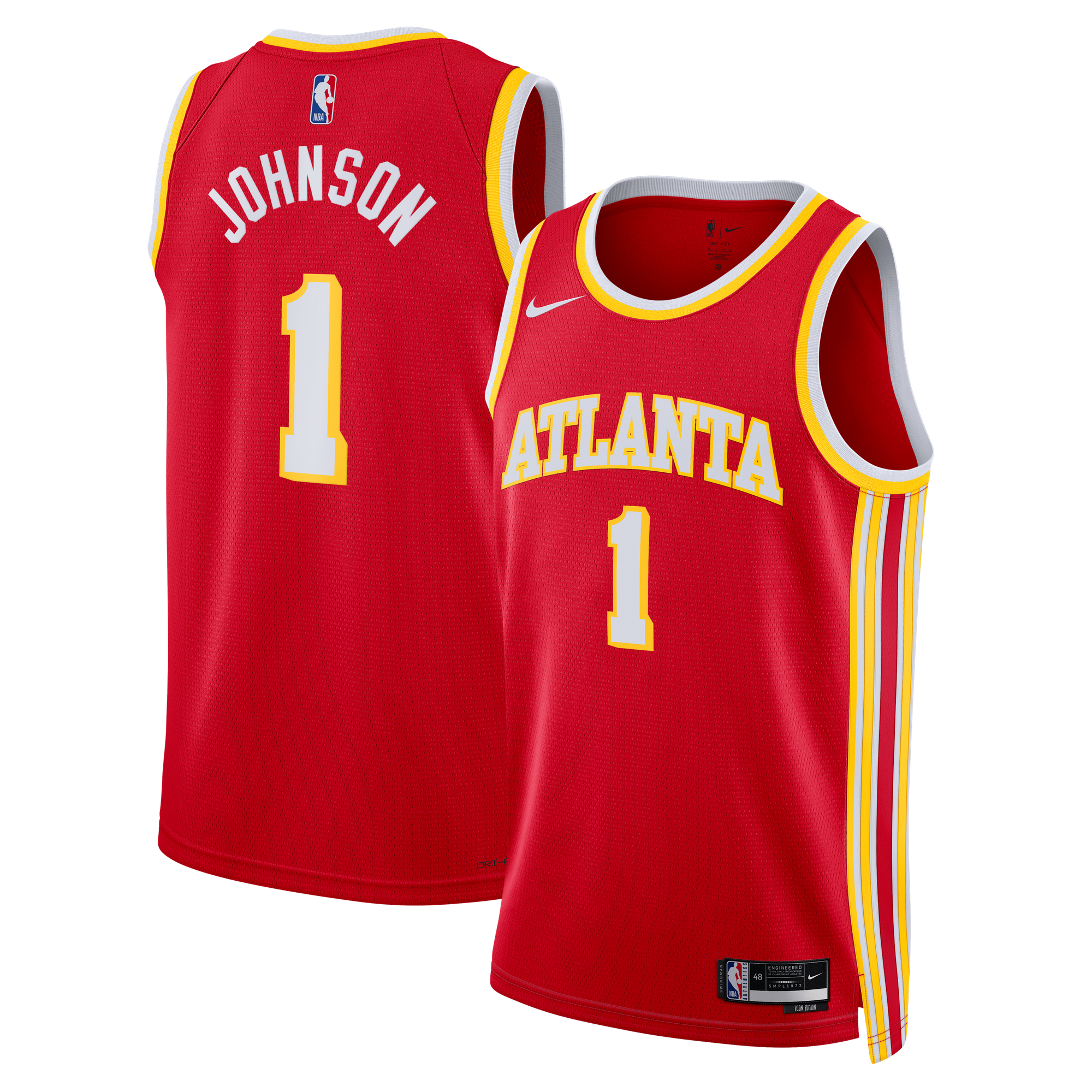 Camiseta Nike Icon Edition Swingman de los Atlanta Hawks - Roja - Jalen Johnson - Unisex