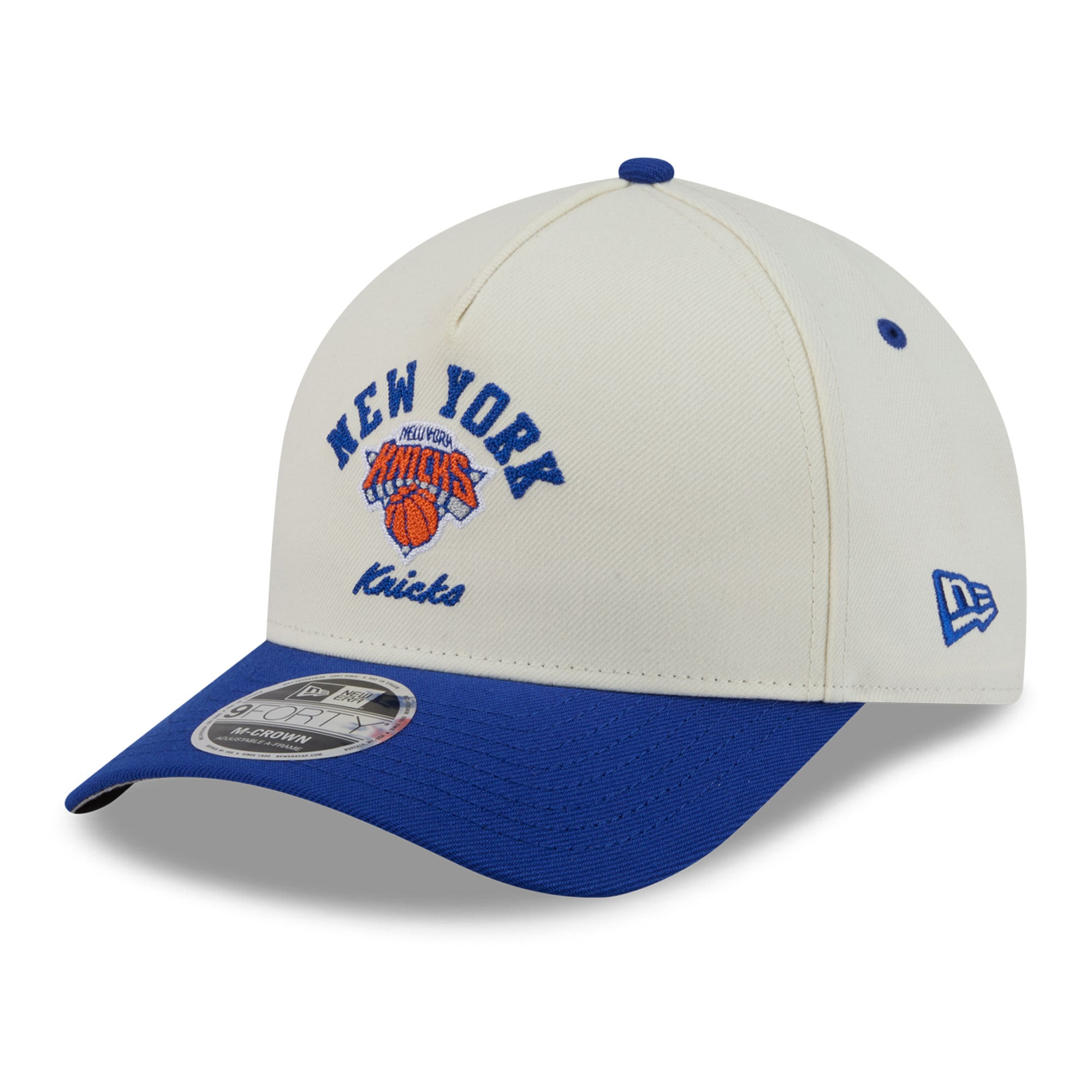 Men's New Era White New York Knicks Arch 9FORTY A-Frame M-Crown Adjustable Hat