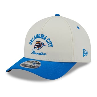 Men's New Era White/Blue Oklahoma City Thunder Arch 9FORTY A-Frame M-Crown Adjustable Hat