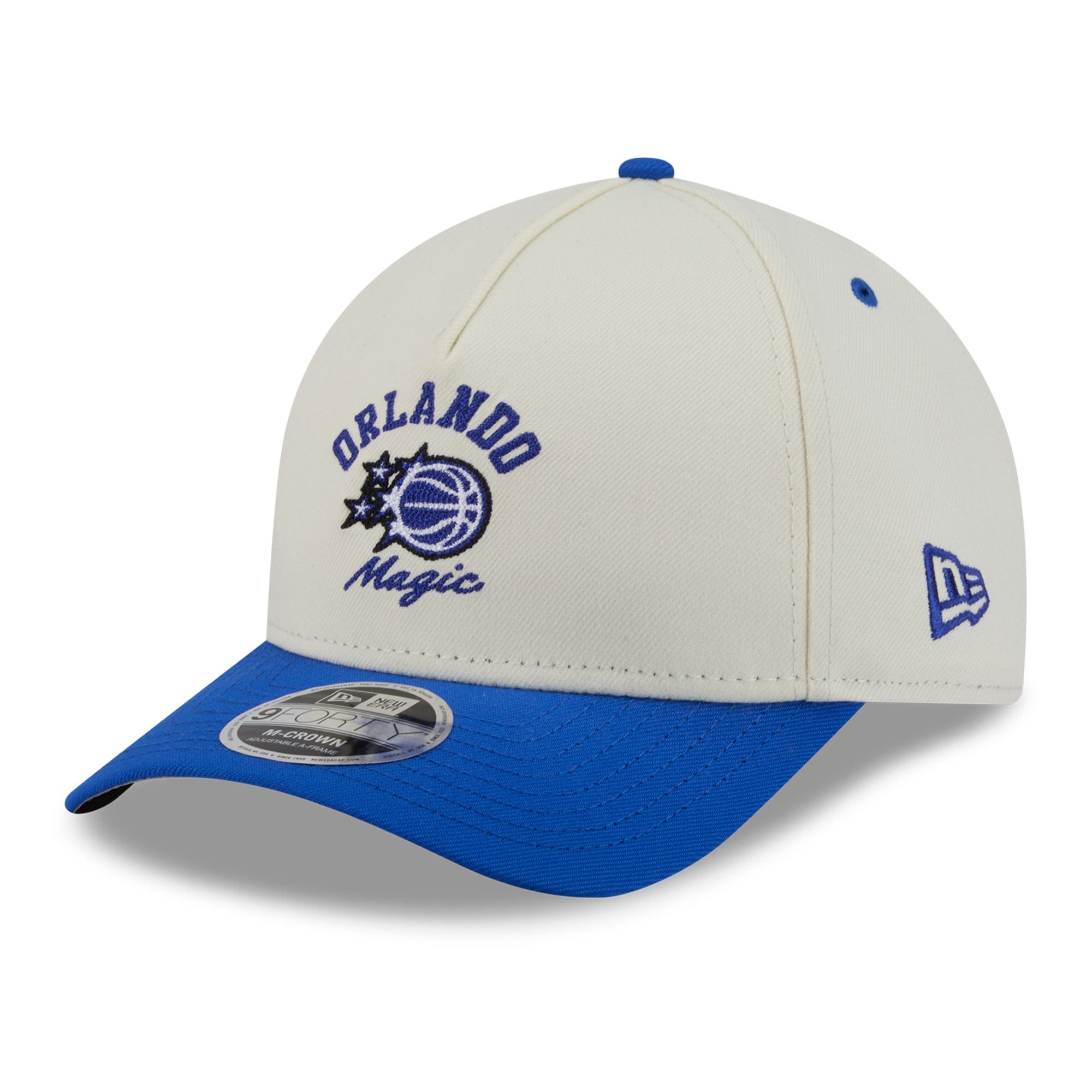Men's New Era White/Blue Orlando Magic Arch 9FORTY A-Frame M-Crown Adjustable Hat