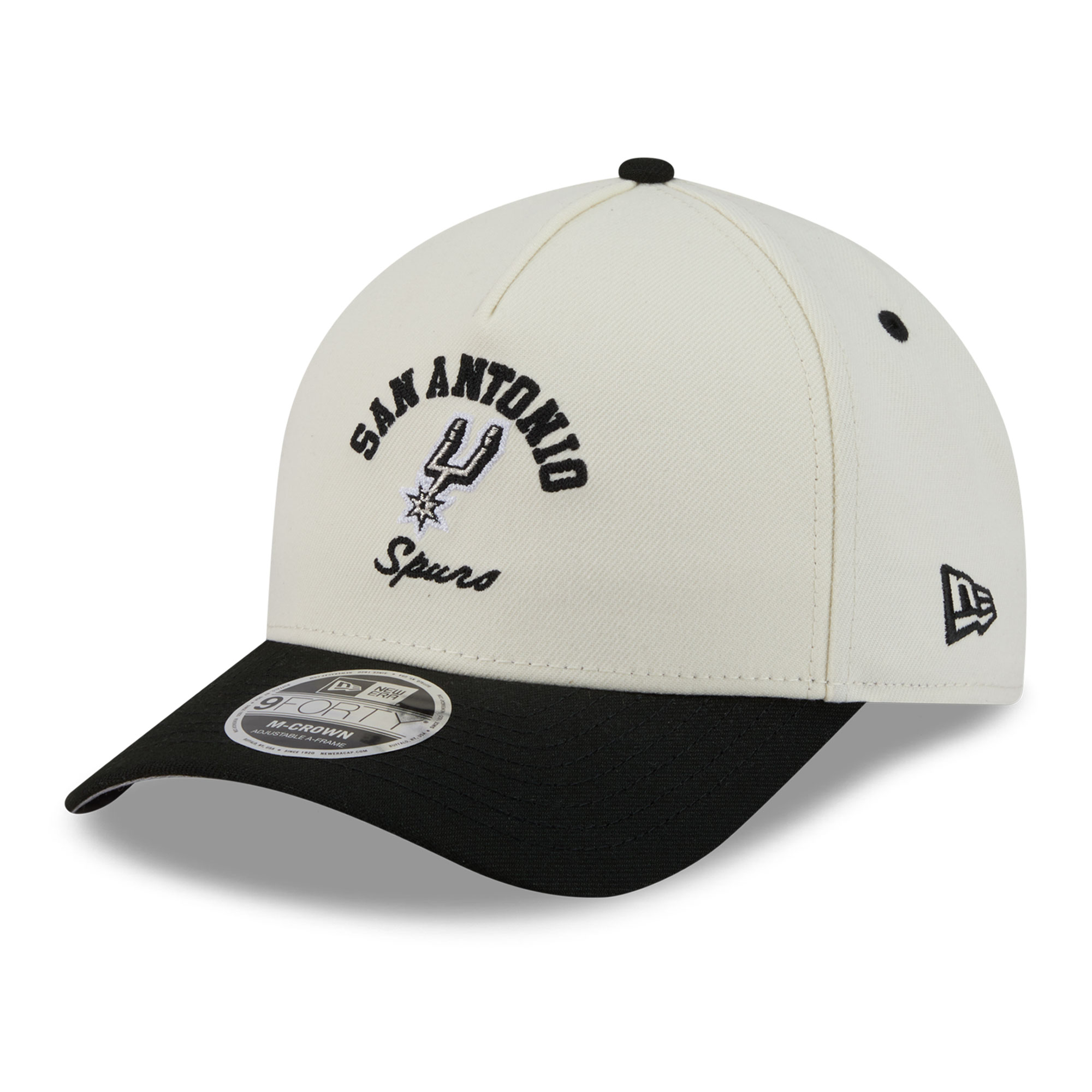Men's New Era White/Black San Antonio Spurs Arch 9FORTY A-Frame M-Crown Adjustable Hat