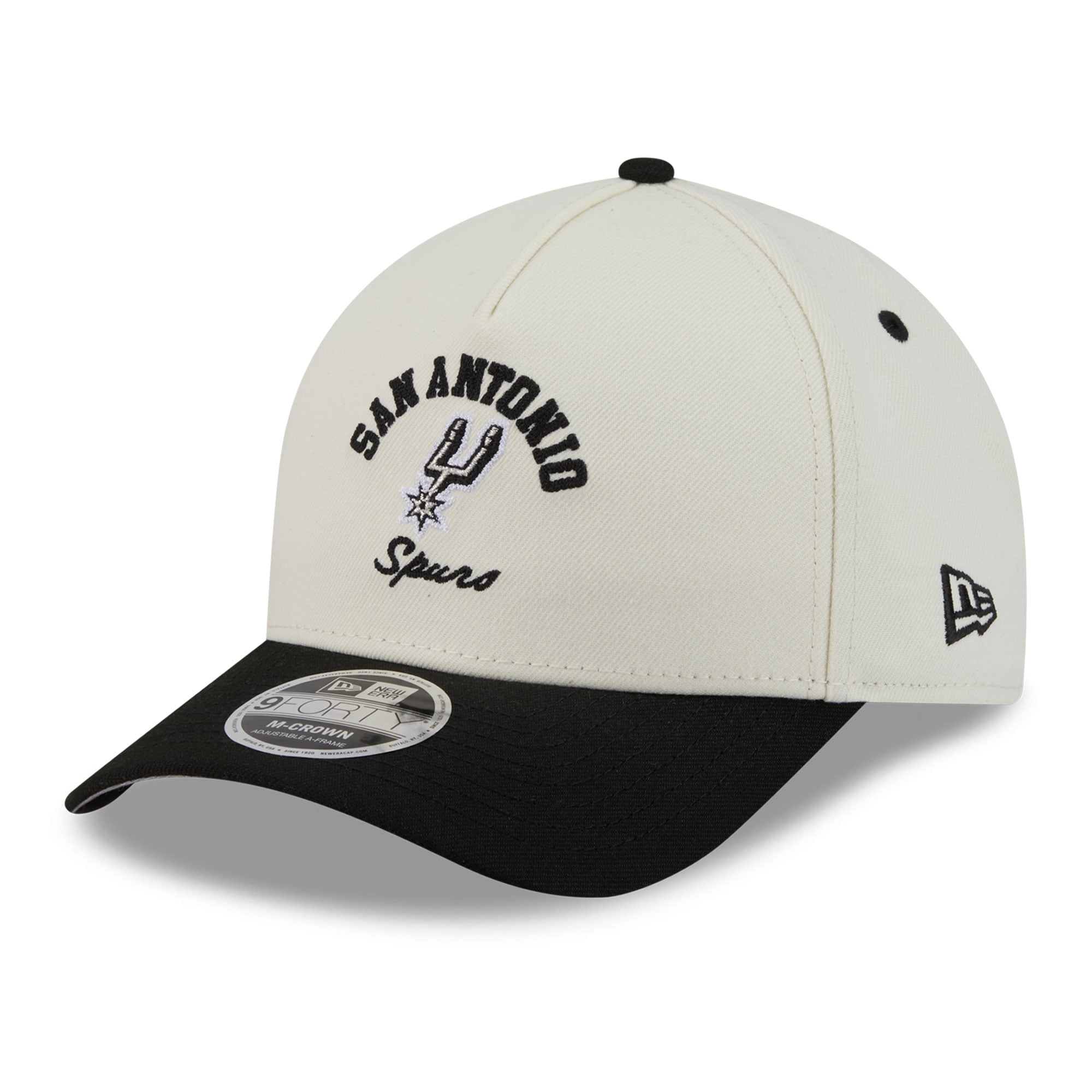 New Era Men's White/Black San Antonio Spurs Arch 9FORTY A-Frame M-Crown Adjustable Hat - White, Black