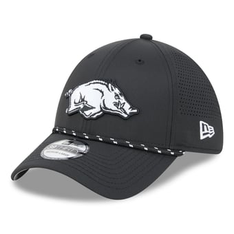 Men's New Era  Black Arkansas Razorbacks Performance Rope 39THIRTY Stretch Hat