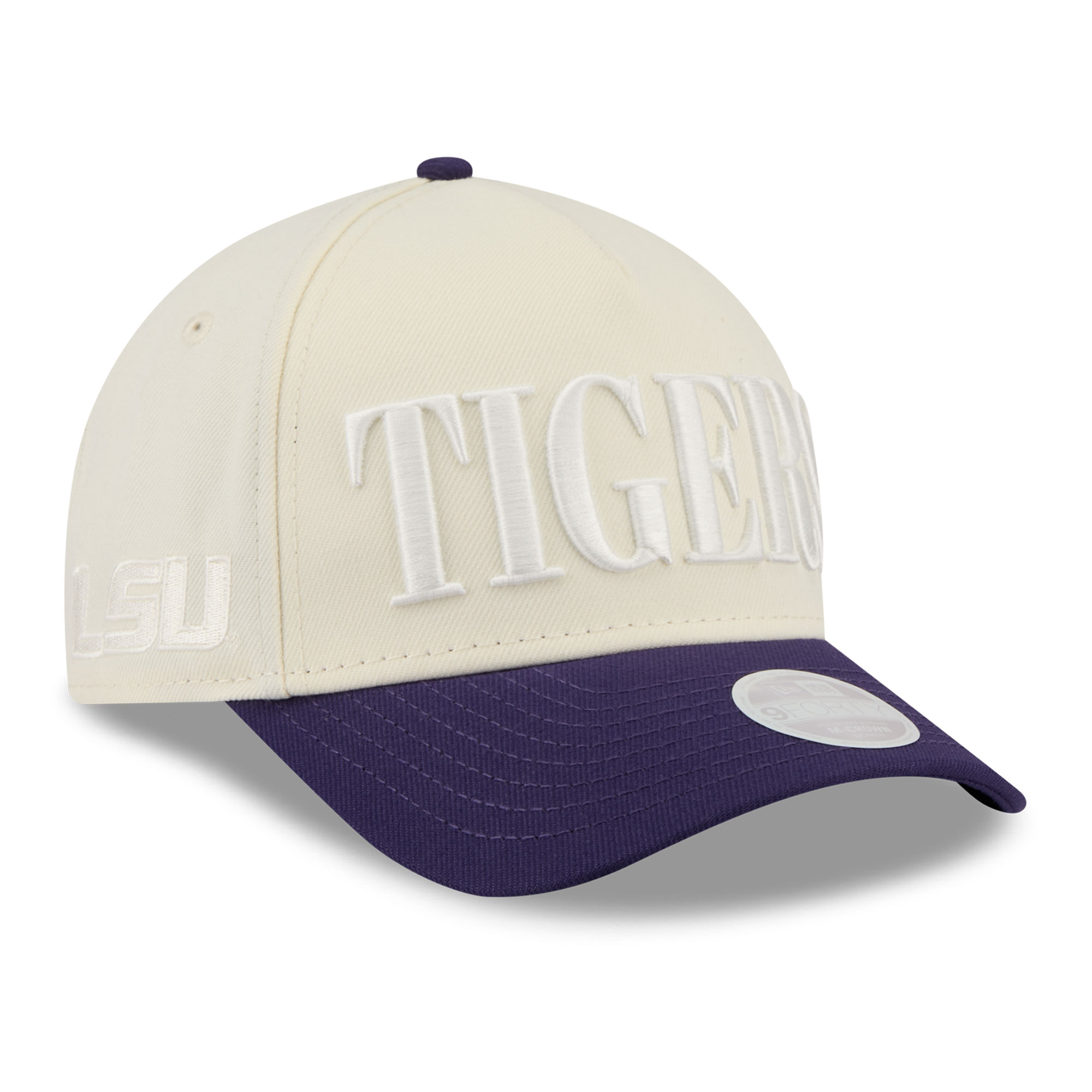 Women's New Era White/Purple LSU Tigers Tonal A-Frame 9FORTY Adjustable Hat