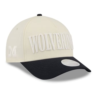 Women's New Era White/Navy Michigan Wolverines Tonal A-Frame 9FORTY Adjustable Hat