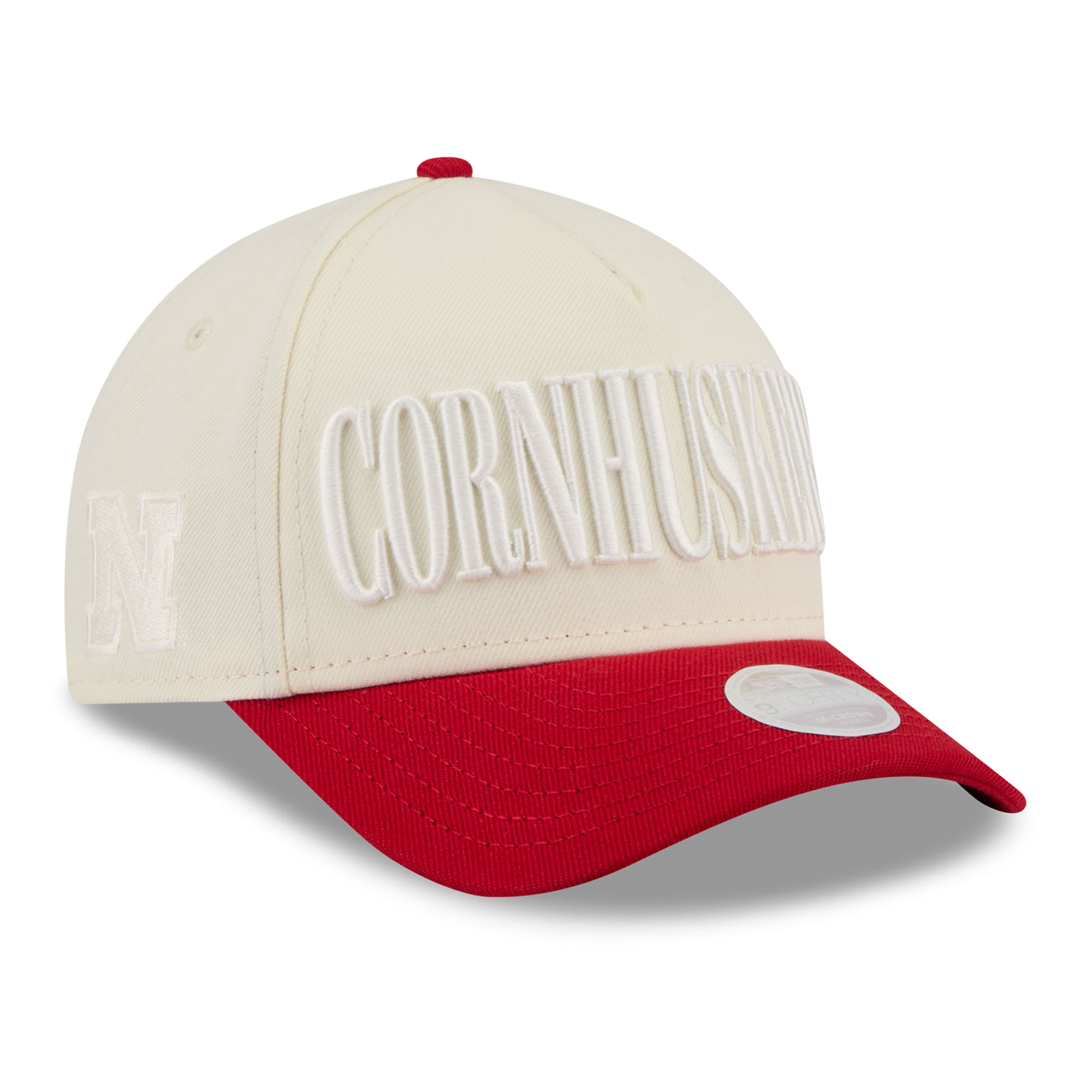 Women's New Era White/Scarlet Nebraska Huskers Tonal A-Frame 9FORTY Adjustable Hat