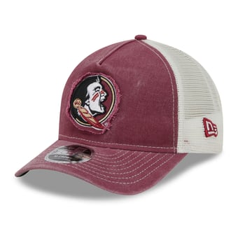 Unisex New Era Garnet Florida State Seminoles Faded A-Frame 9FORTY Adjustable Trucker Hat