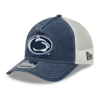 Unisex New Era Navy Penn State Nittany Lions Faded A-Frame 9FORTY Adjustable Trucker Hat