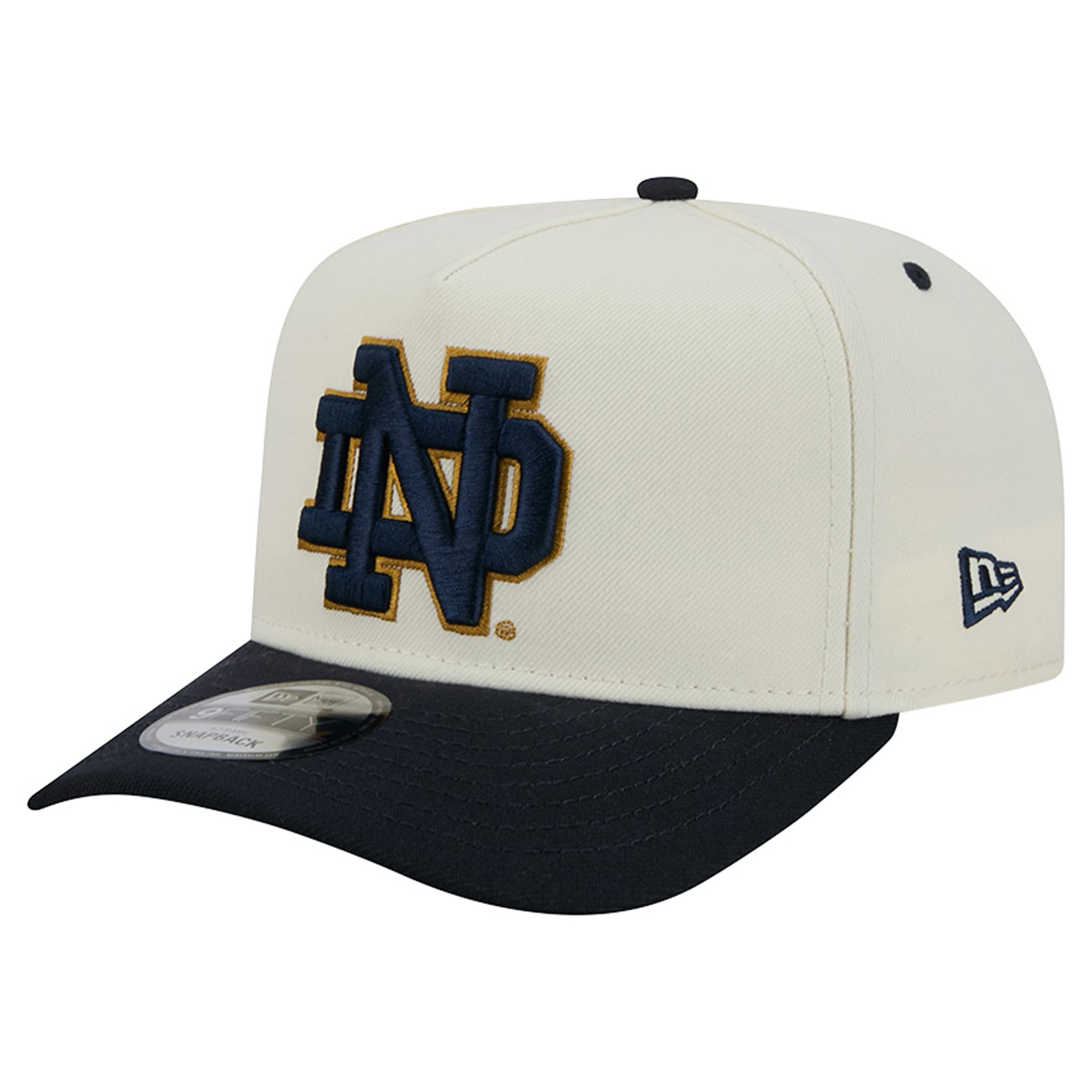 Unisex New Era White/Navy Notre Dame Fighting Irish A-Frame 9FIFTY Snapback Hat