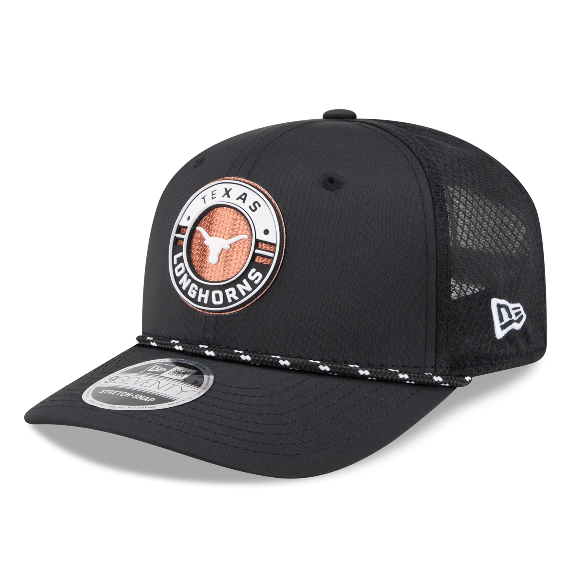 Men's New Era Black Texas Longhorns Rope 9SEVENTY Adjustable Hat